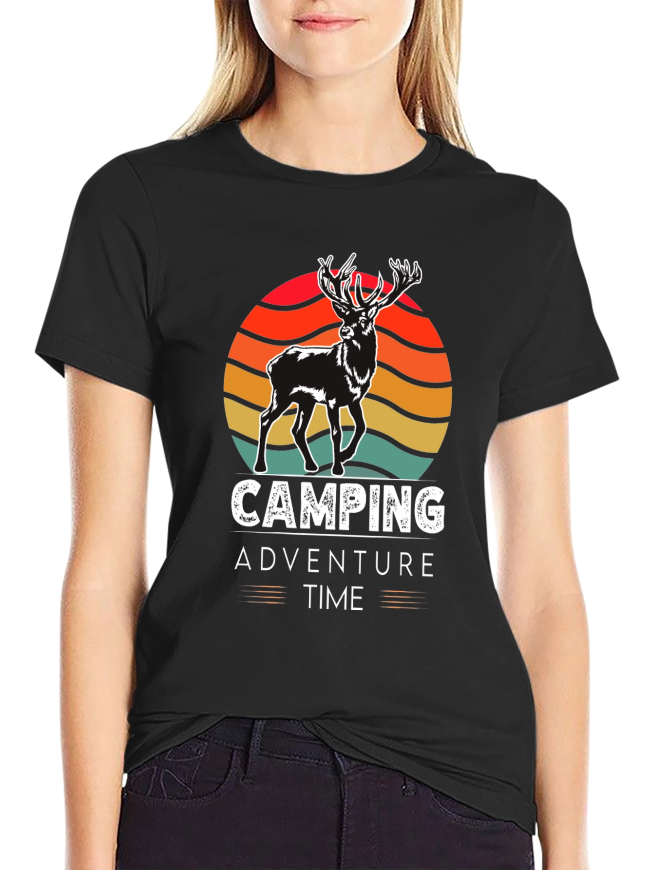 Black Camping Adventure Time Graphic Tee view 2