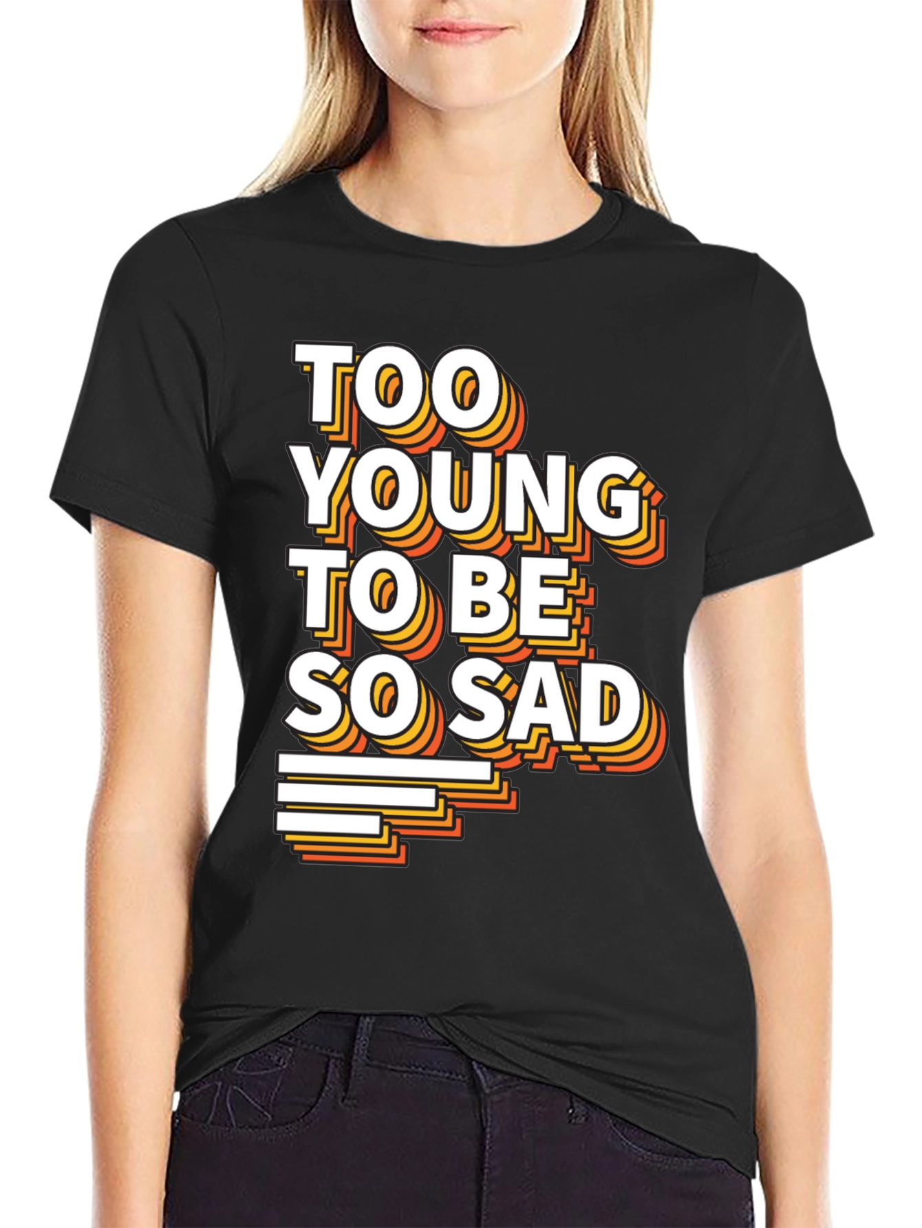 Black Too Young To Be So Sad Graphic Tee view 2