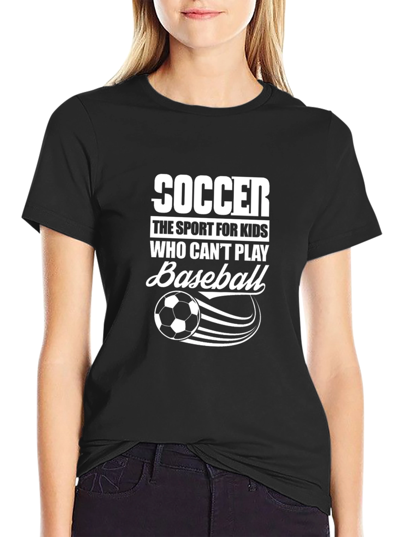 Black Funny Soccer Baseball T-Shirt view 2