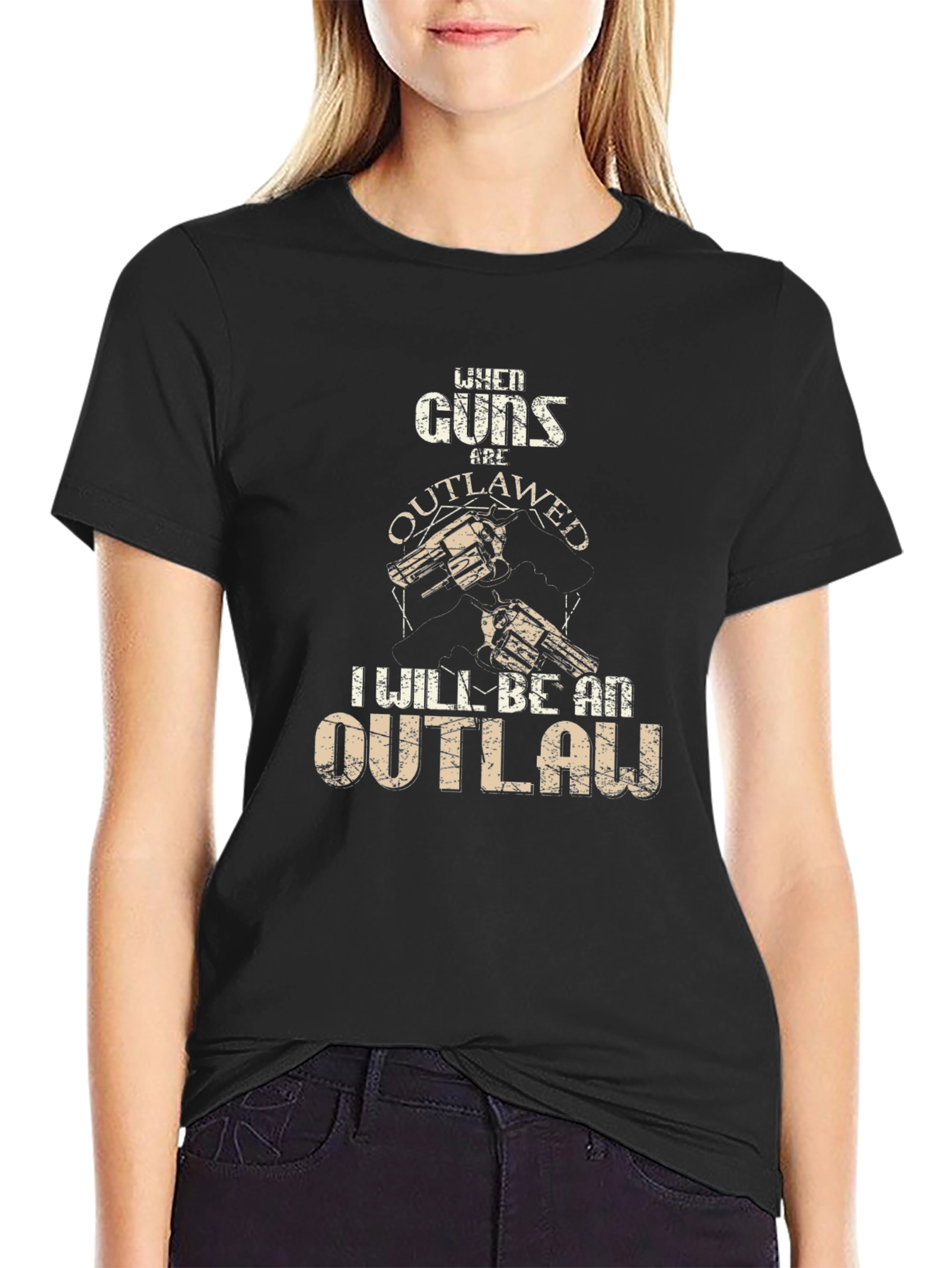 Black Guns Outlawed Graphic Tee - Western Style view 2