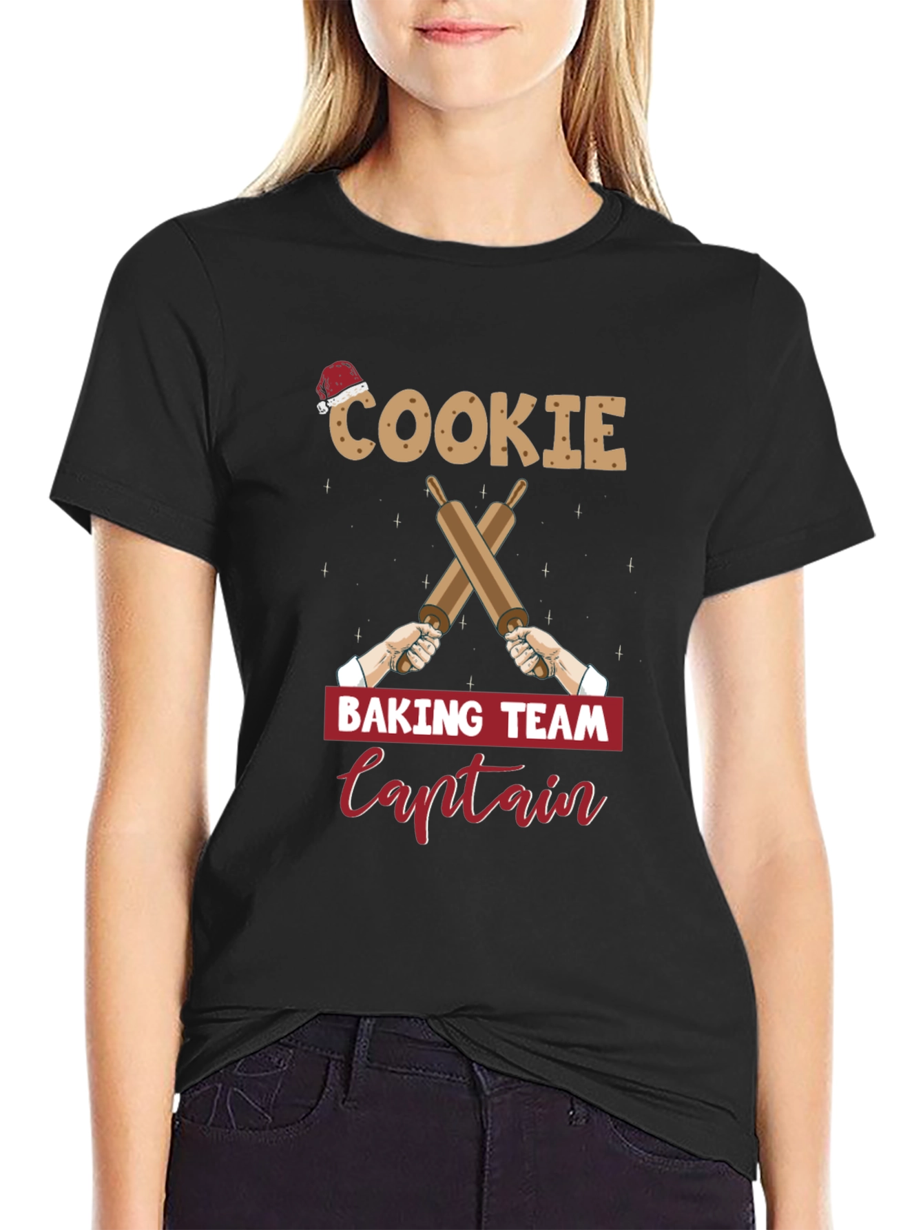 Black Cookie Baking Team Captain T-Shirt view 2