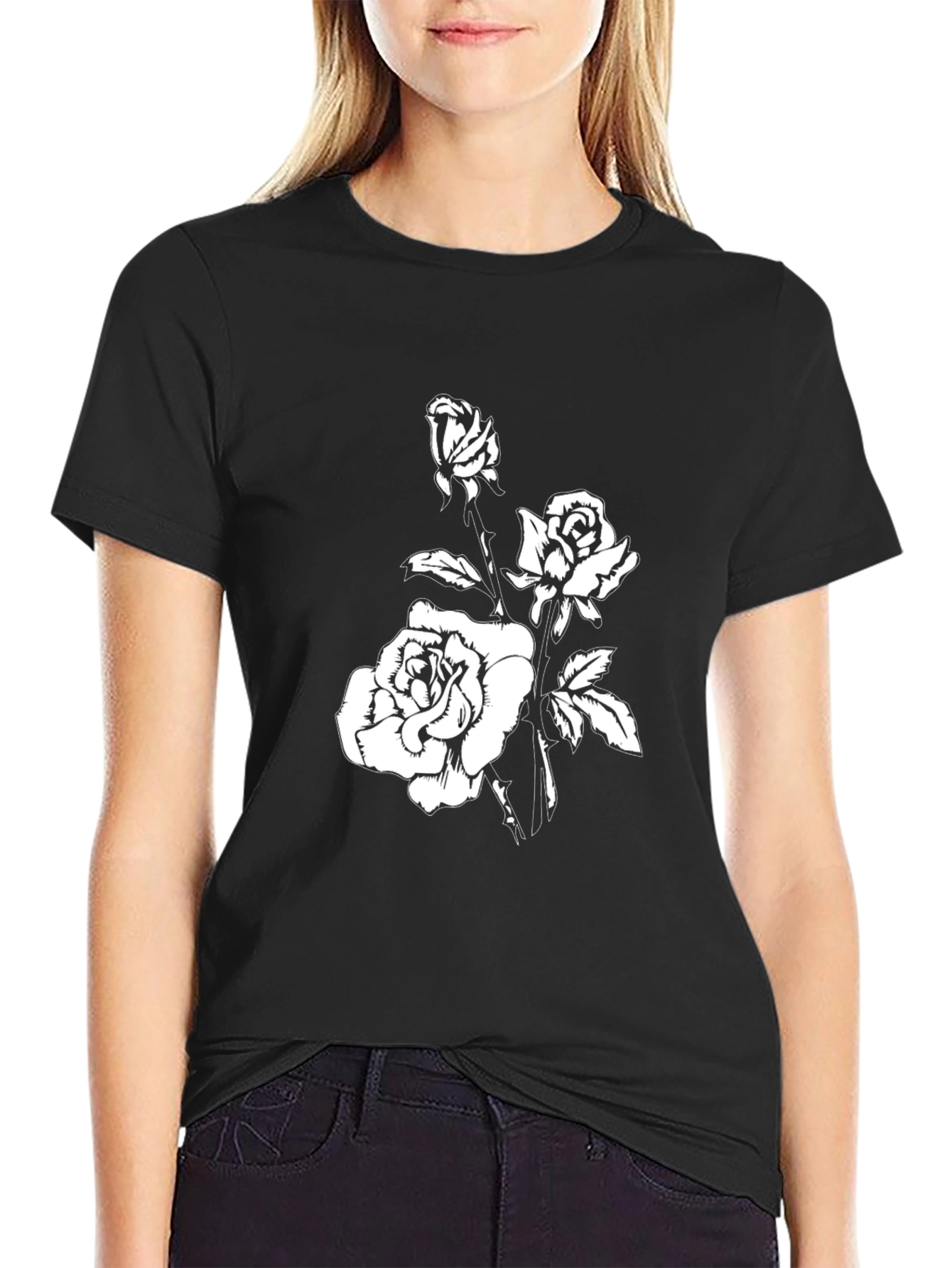 Black Black Rose Graphic T-Shirt view 2