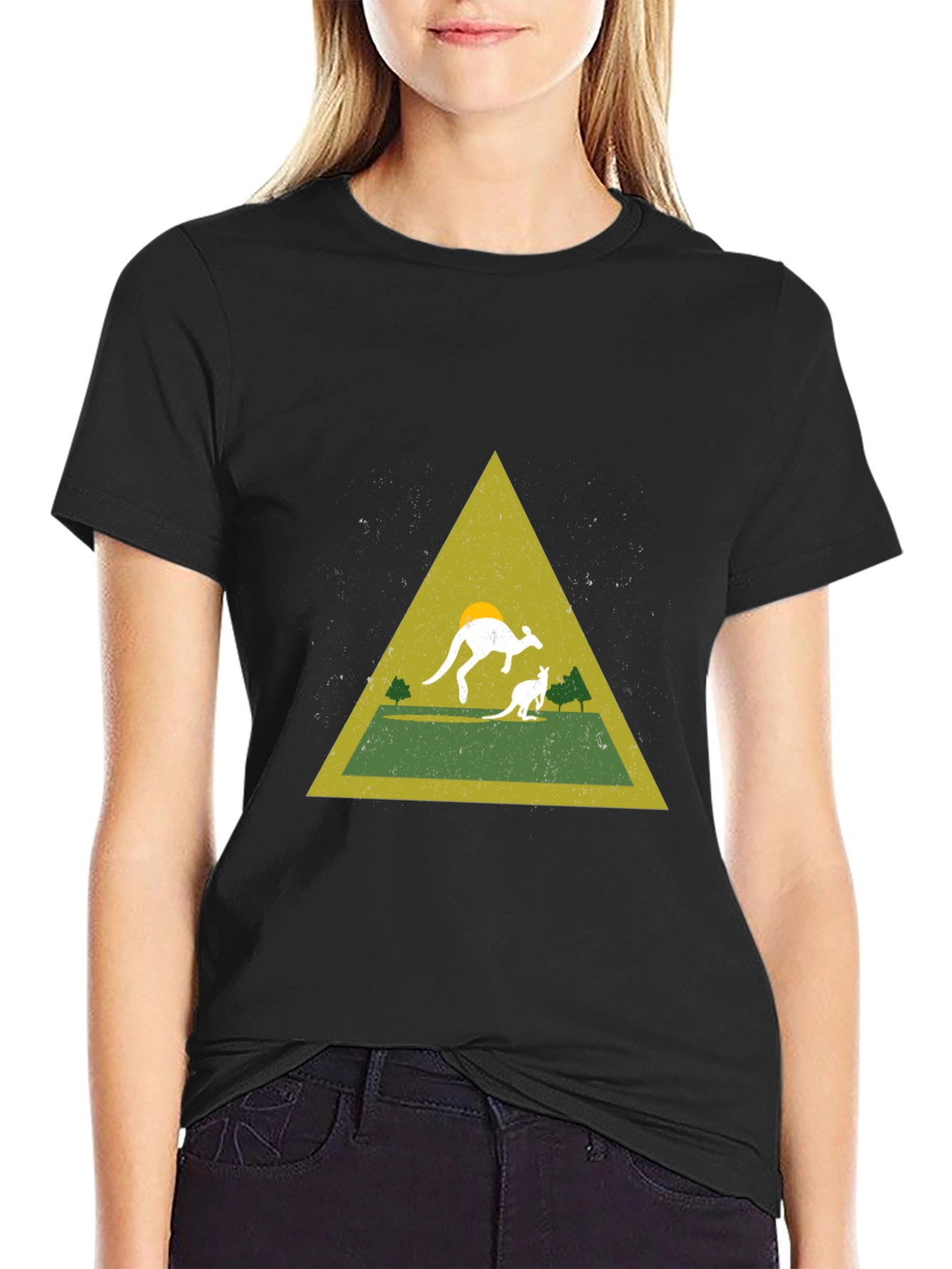 Black Kangaroo Triangle Graphic Tee - Black view 2