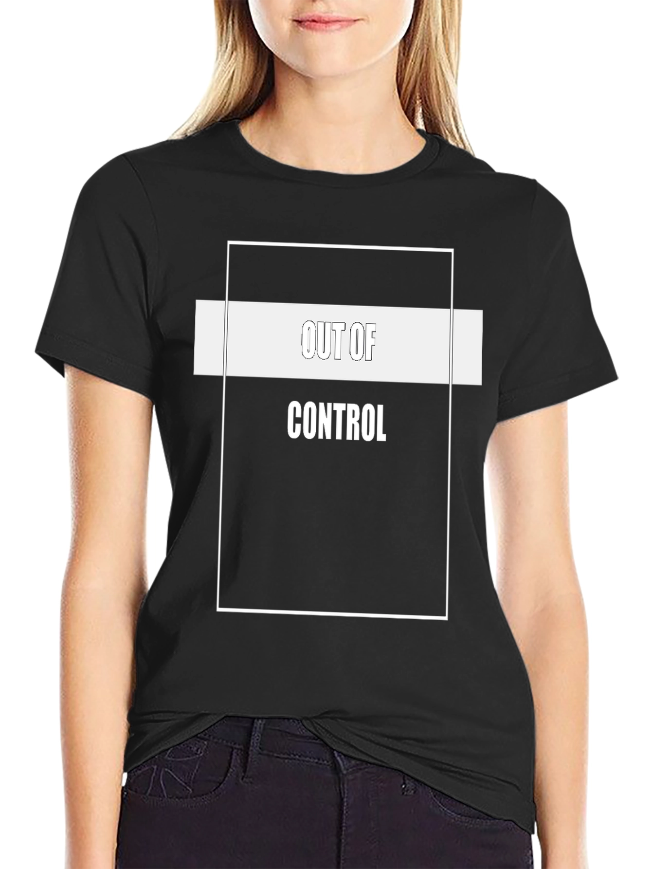 Black Out of Control Graphic Tee - Black Cotton Blend view 2