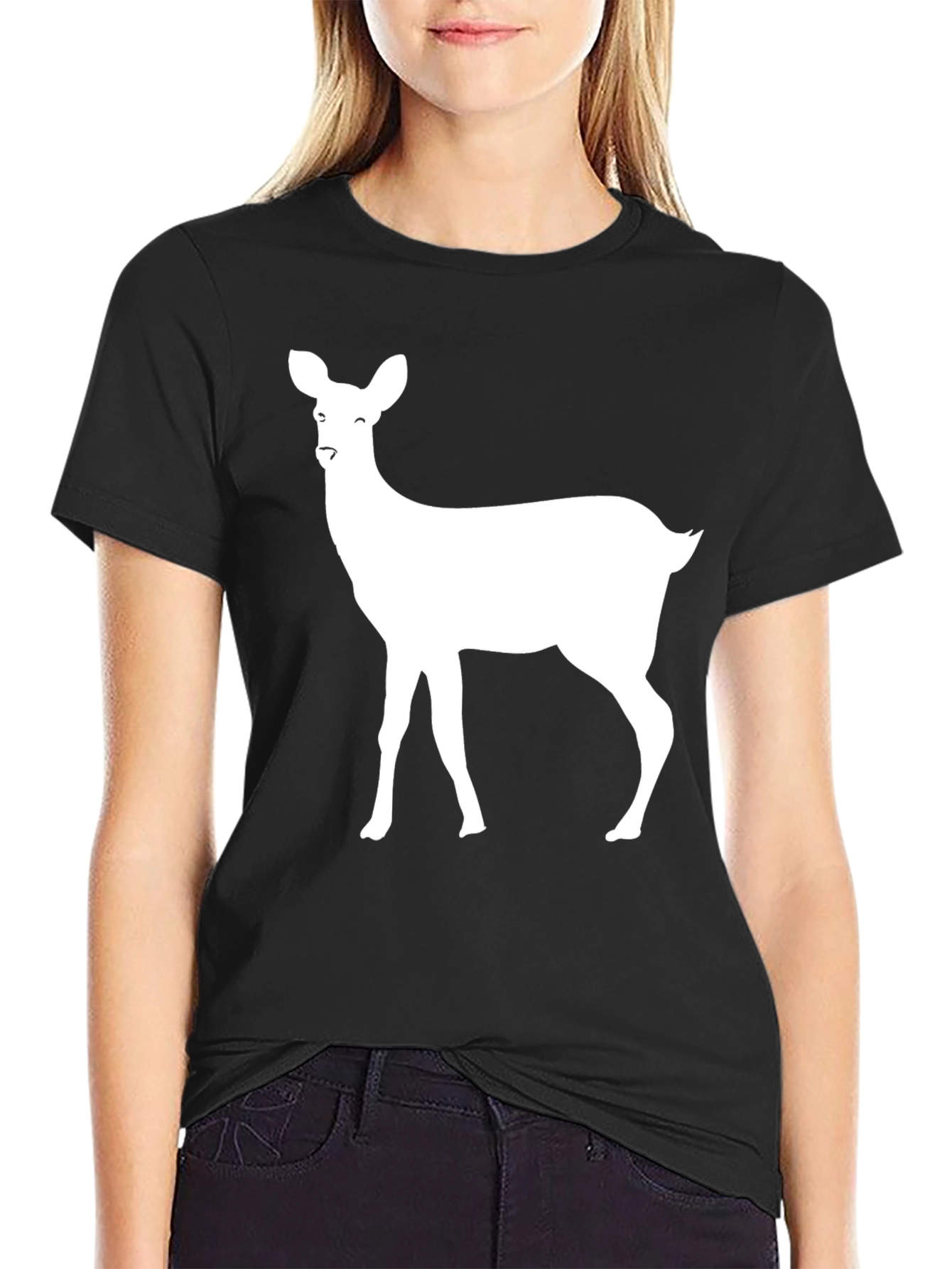 Black Deer Graphic Tee - Stylish Black Cotton T-Shirt view 2