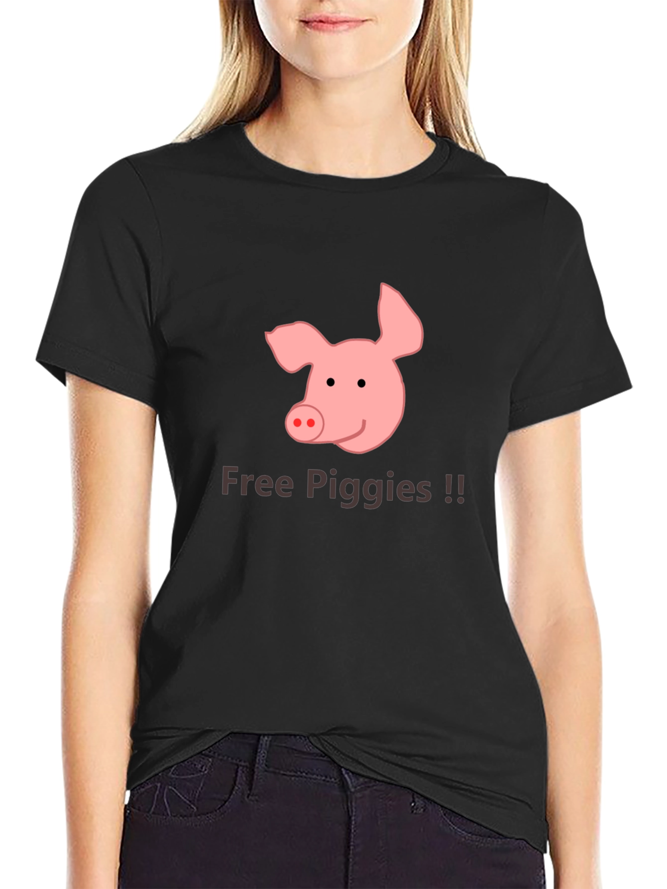 Black Free Piggies Black T-Shirt view 2