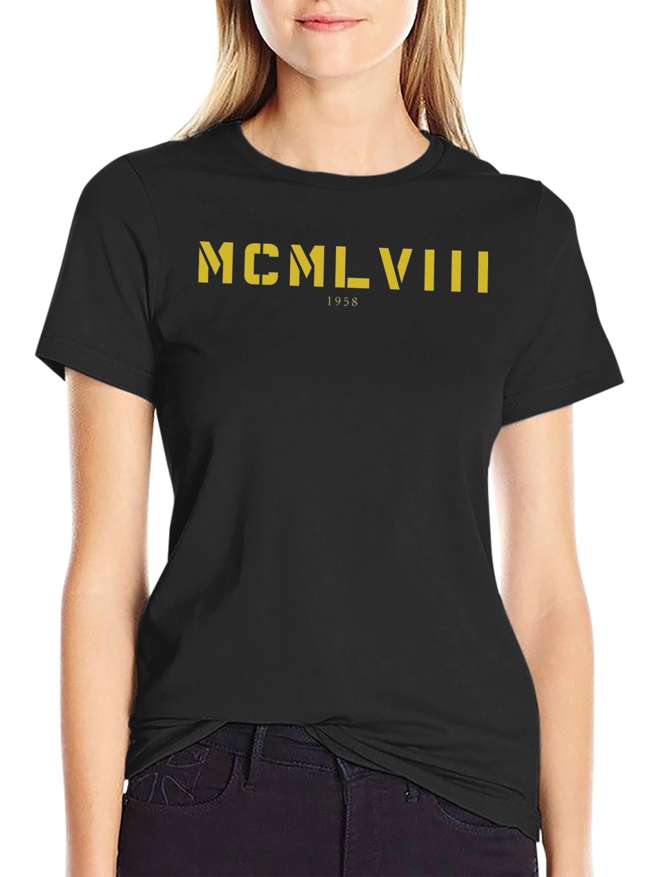 Black 1958 Roman Numeral Tee - Vintage Graphic T-Shirt view 2