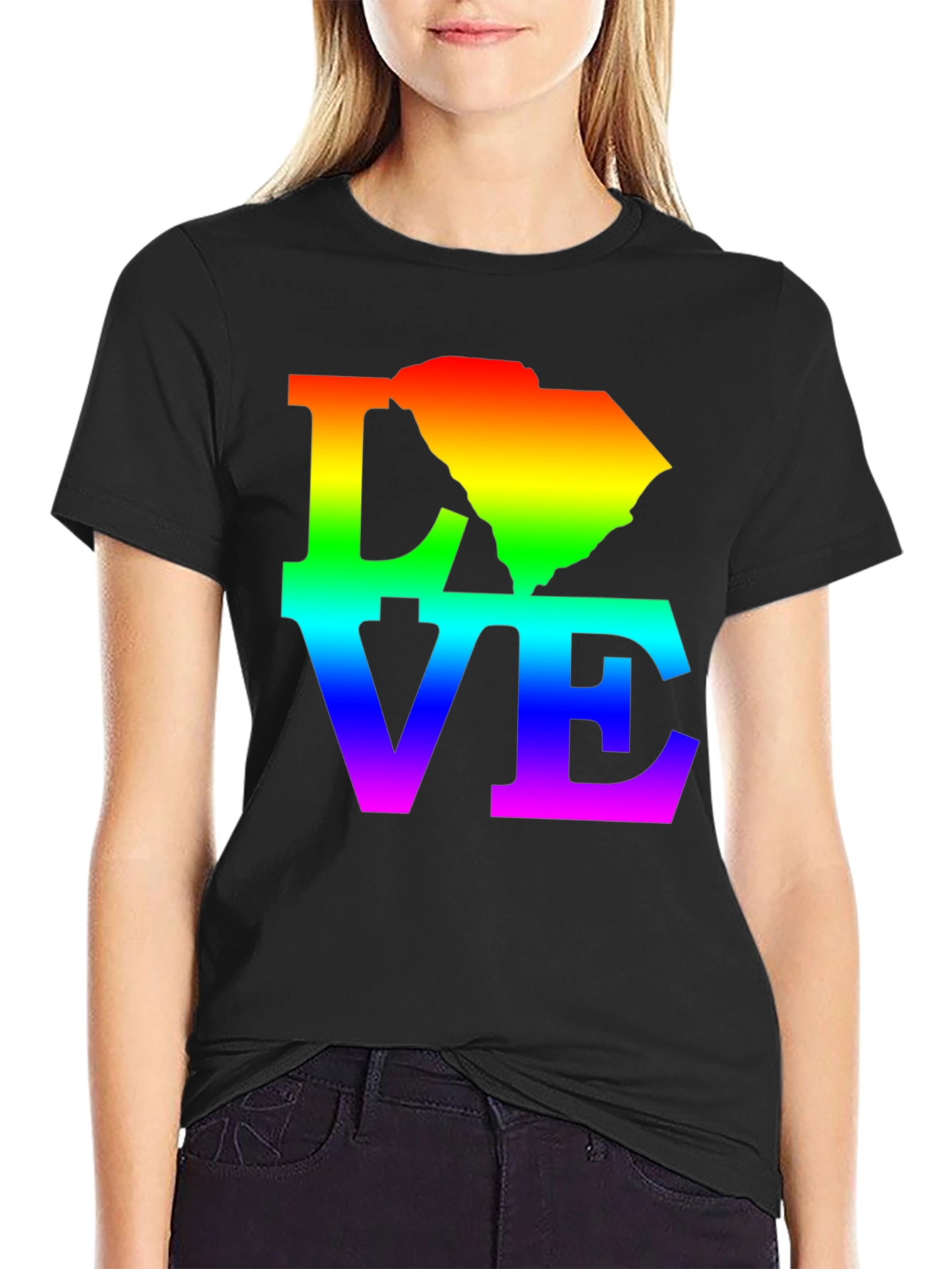 Black Rainbow South Carolina Love T-Shirt view 2