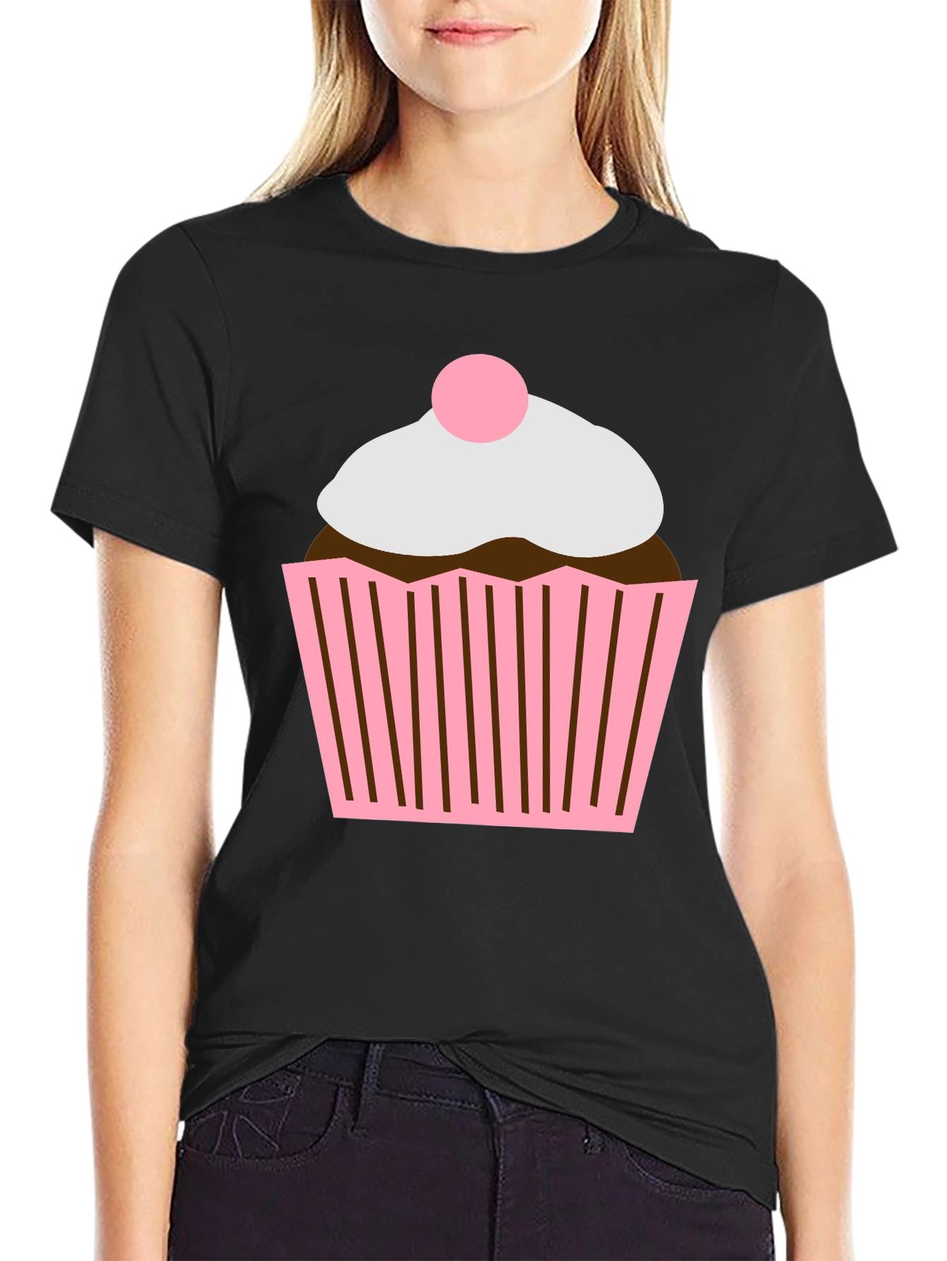 Black Cupcake Graphic Tee - Sweet Treat T-Shirt view 2