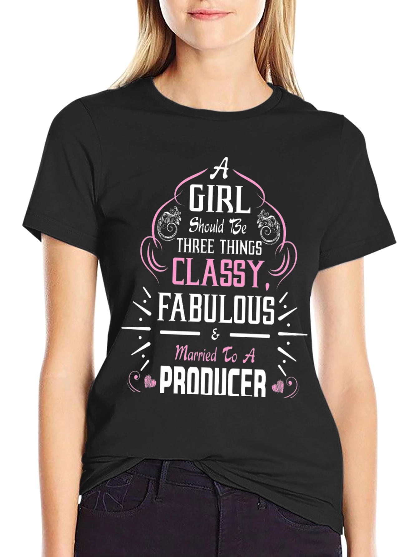 Black Classy, Fabulous & Married To A Producer T-Shirt view 2