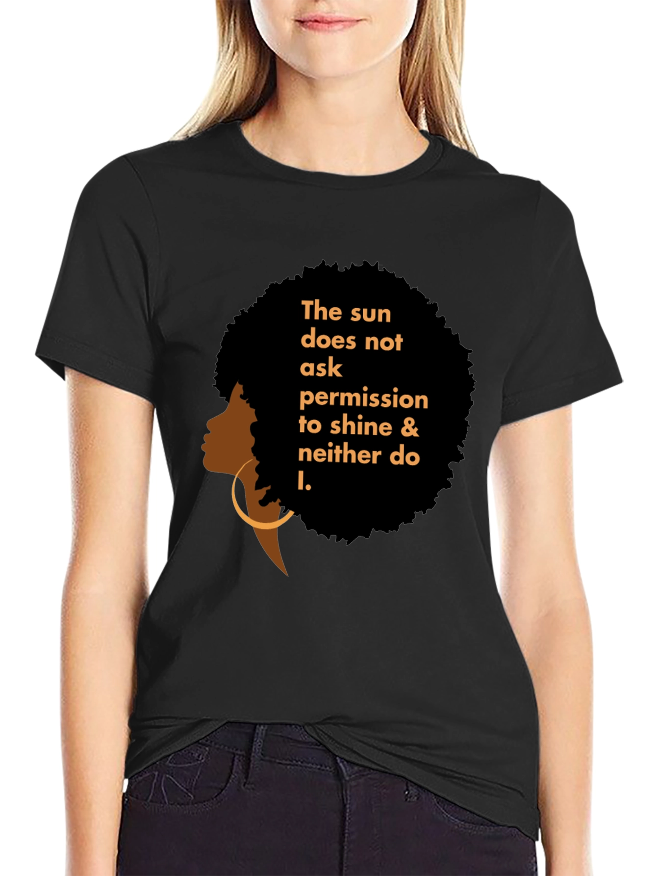 Black Empowered Woman Graphic Tee - Black view 2