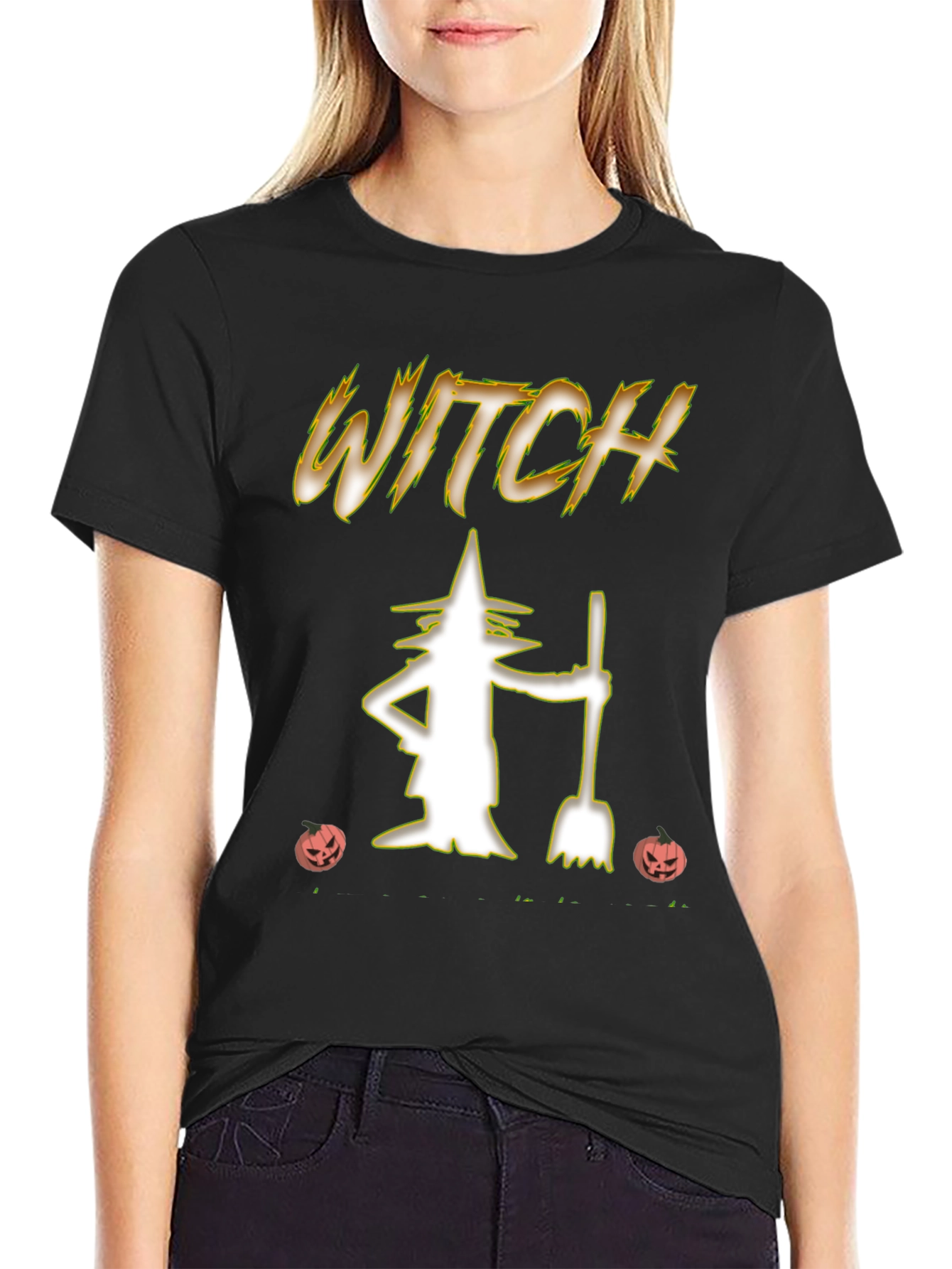 Black Witch Halloween T-Shirt view 2