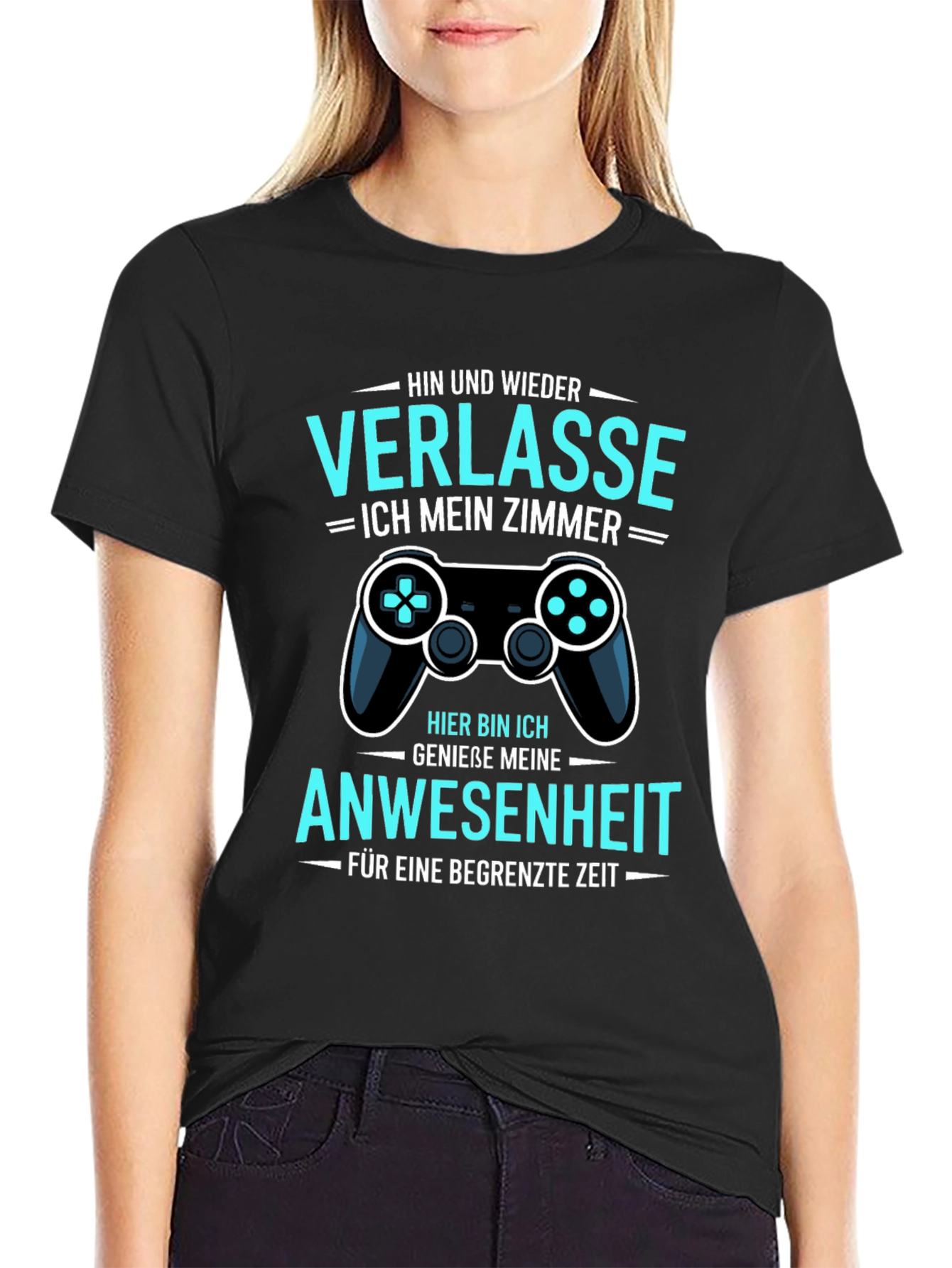 Black Gamer Humor T-Shirt: Verlasse Ich Mein Zimmer view 2