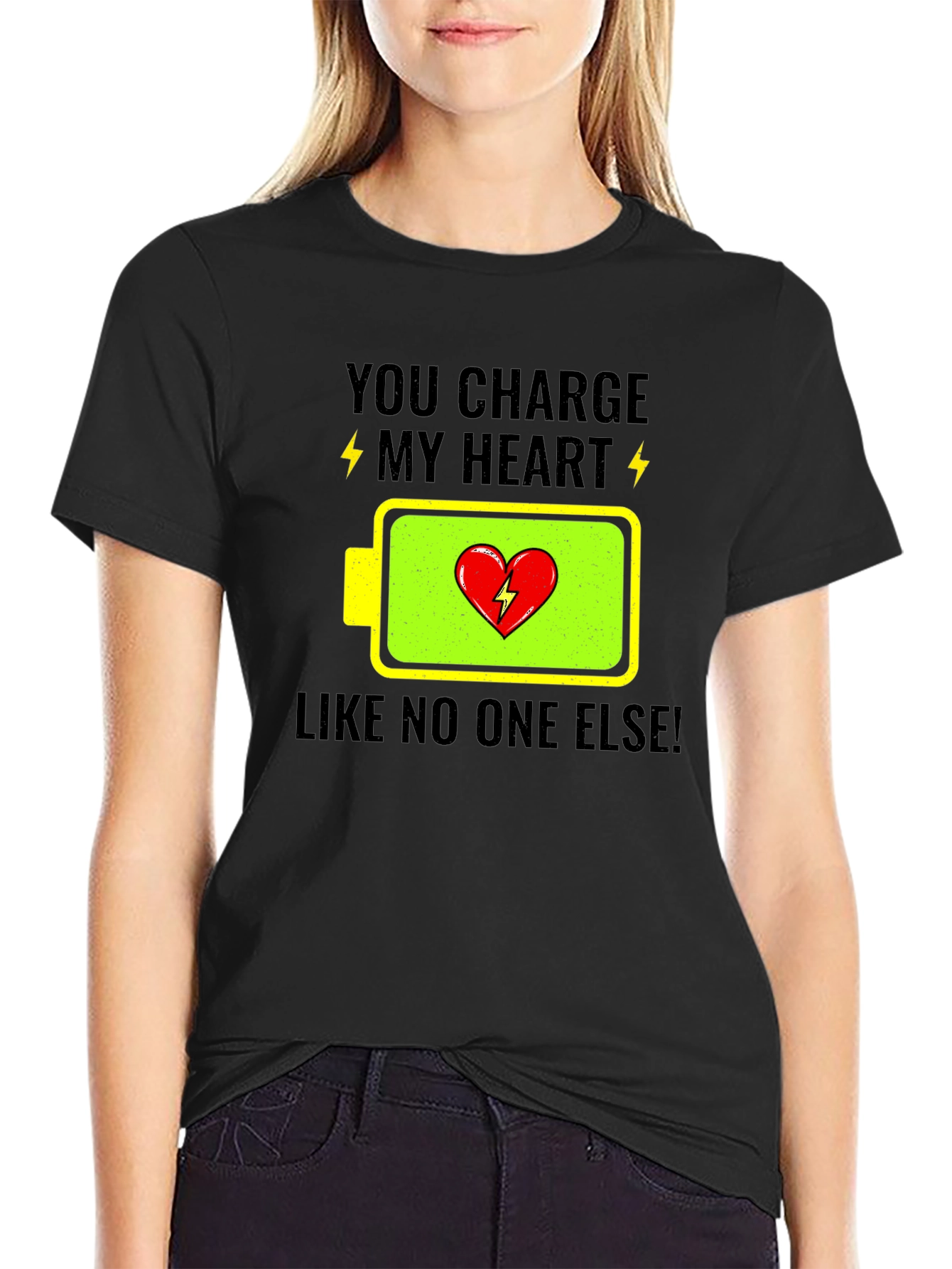 Black You Charge My Heart Graphic Tee - Black T-Shirt view 2