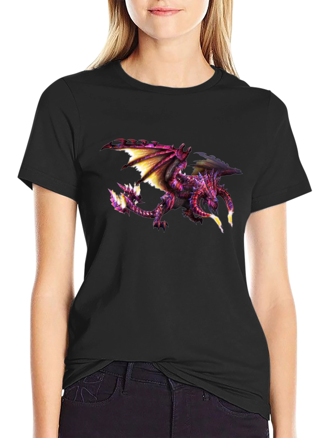 Black Dragon Graphic T-Shirt - Bold Black Tee view 2