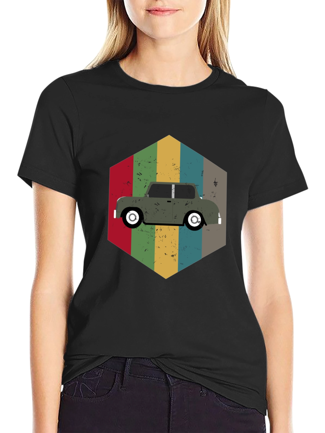 Black Vintage Car Graphic T-Shirt - Retro Style view 2