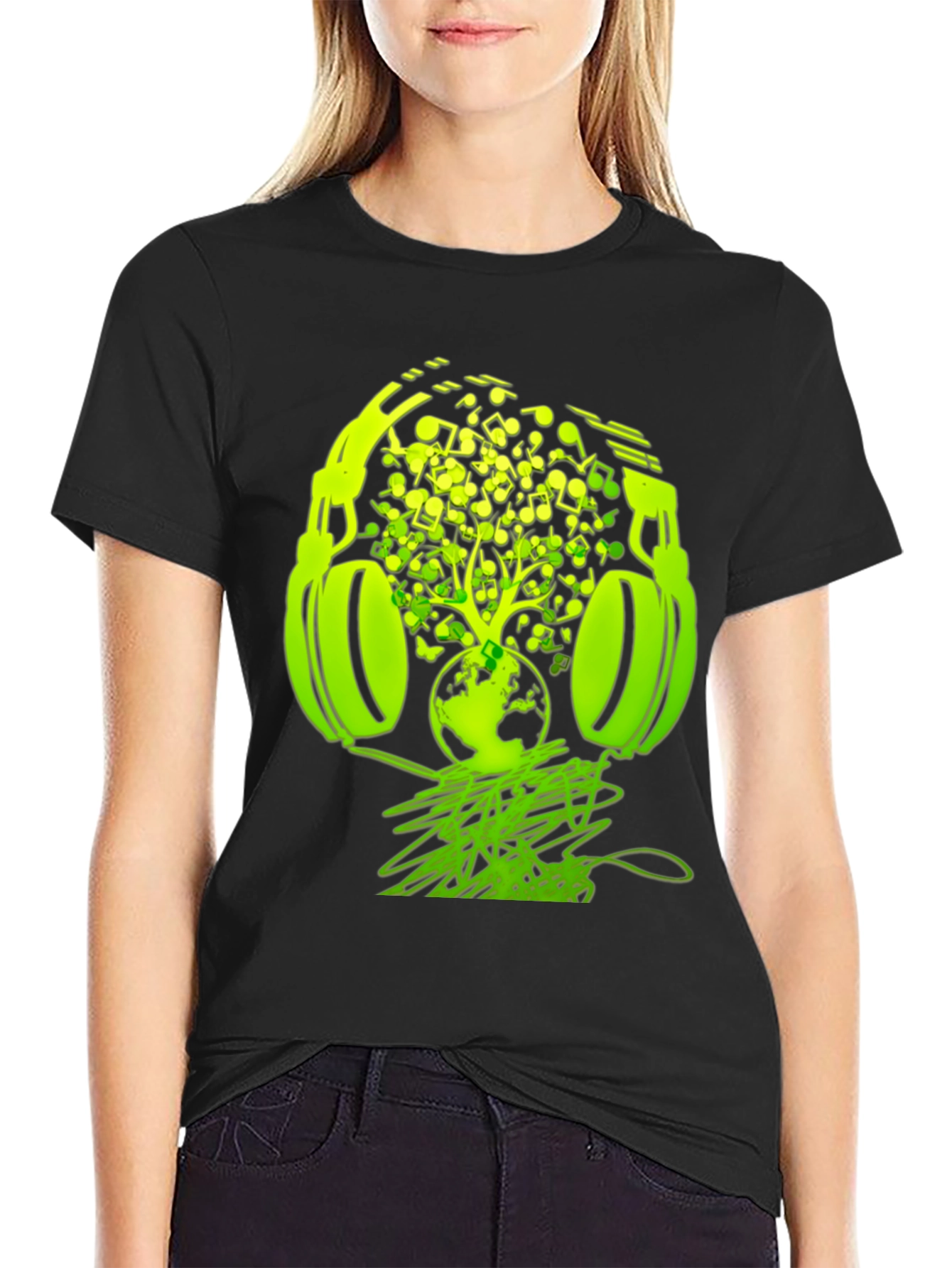 Black Earth Beats T-Shirt: Music Headphones Graphic Tee view 2