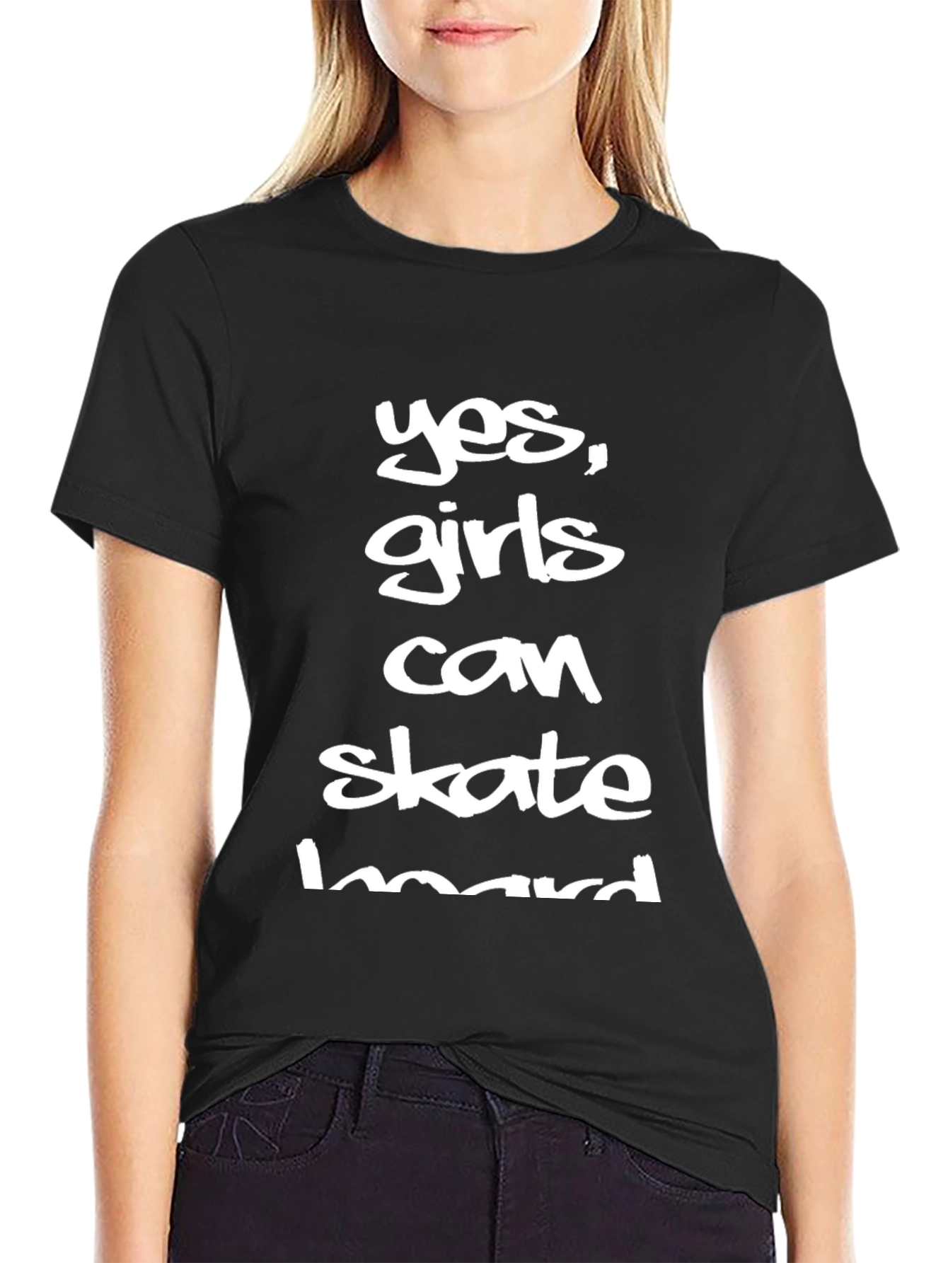 Yes, Girls Can Skateboard T-Shirt - Black - 2