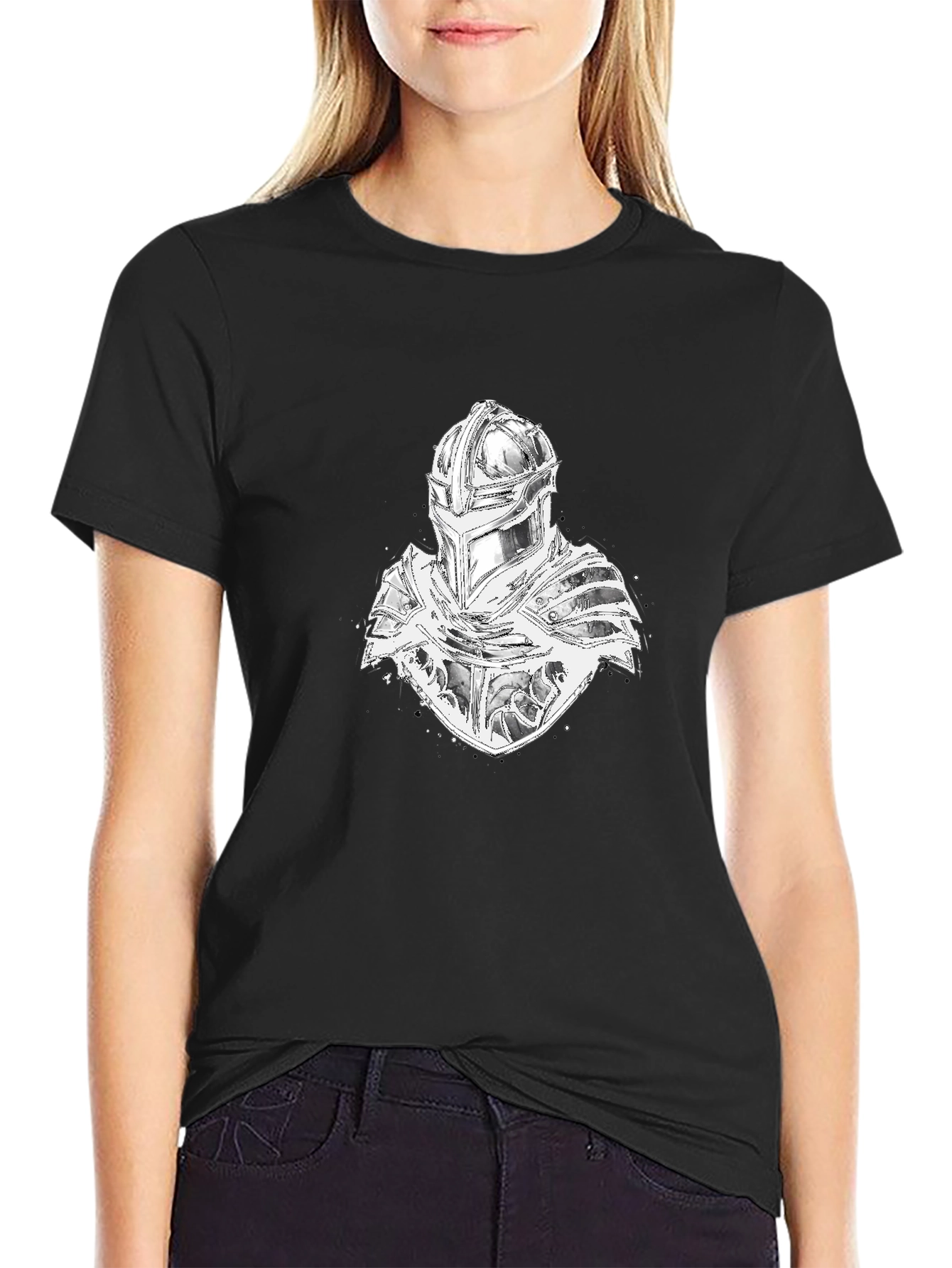 Black Knight Armor Graphic Print Black T-Shirt view 2