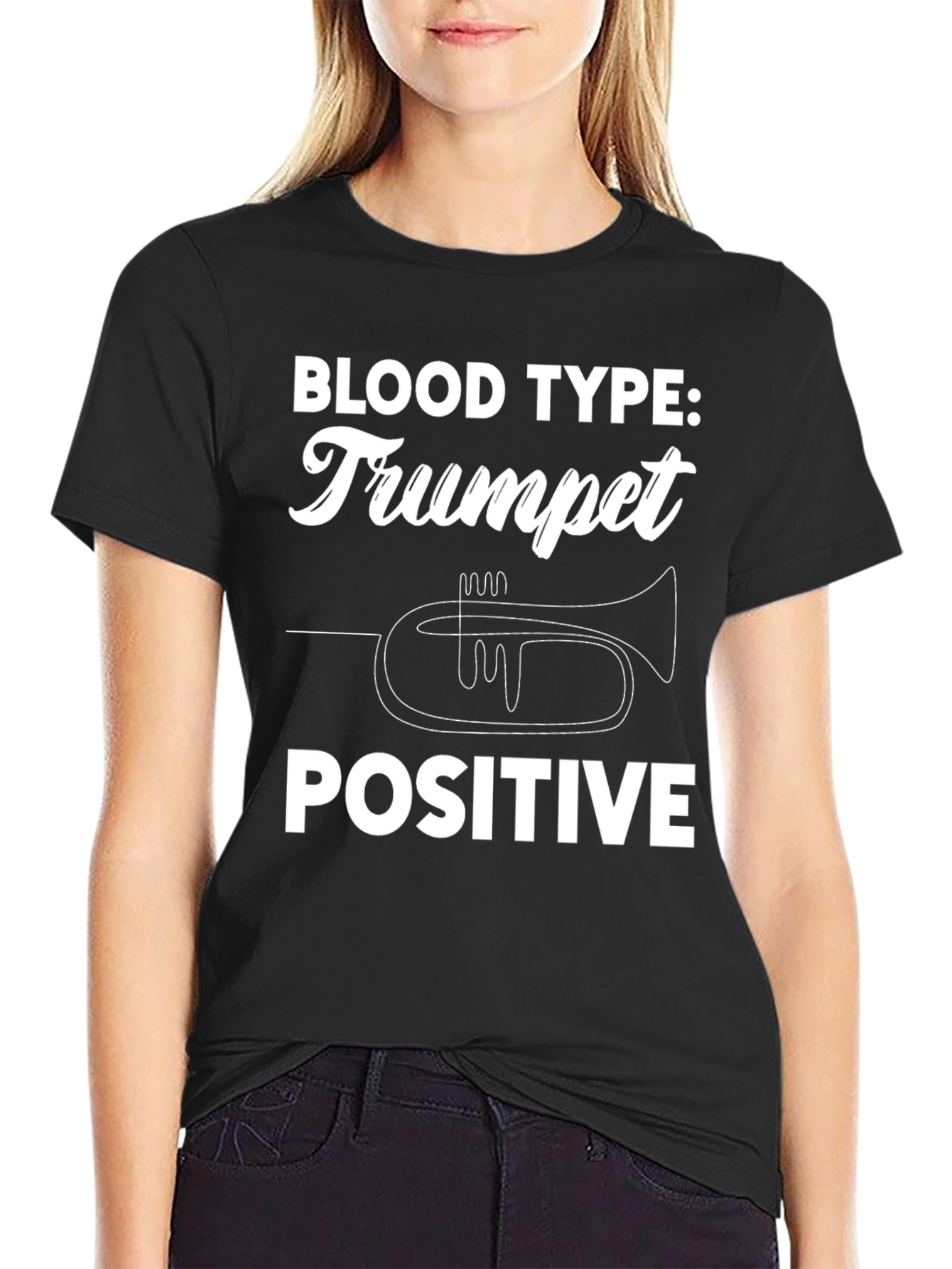 Black Trumpet Positive T-Shirt - Musician's Humor Tee view 2