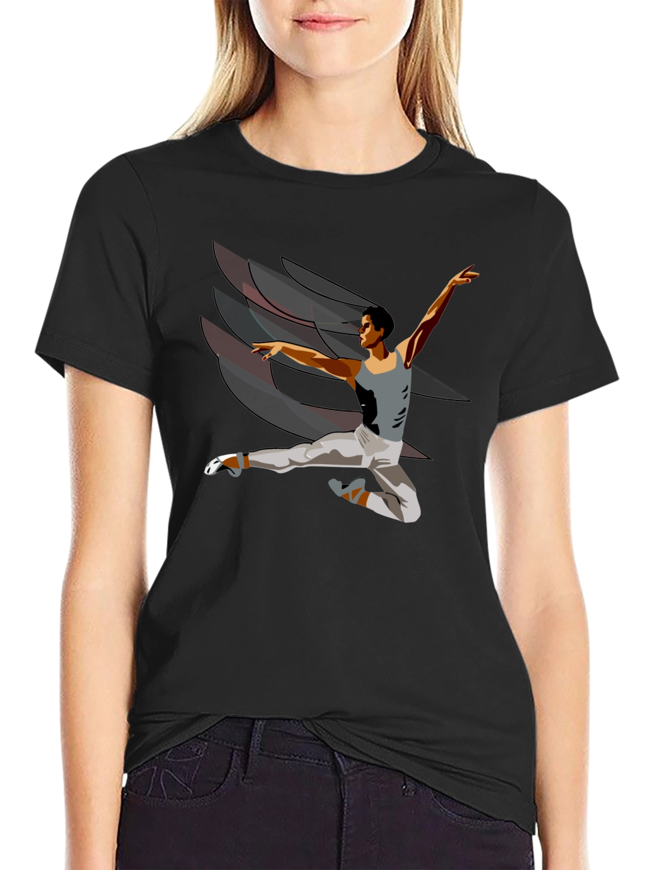 Black Ballet Dancer Graphic T-Shirt - Black view 2