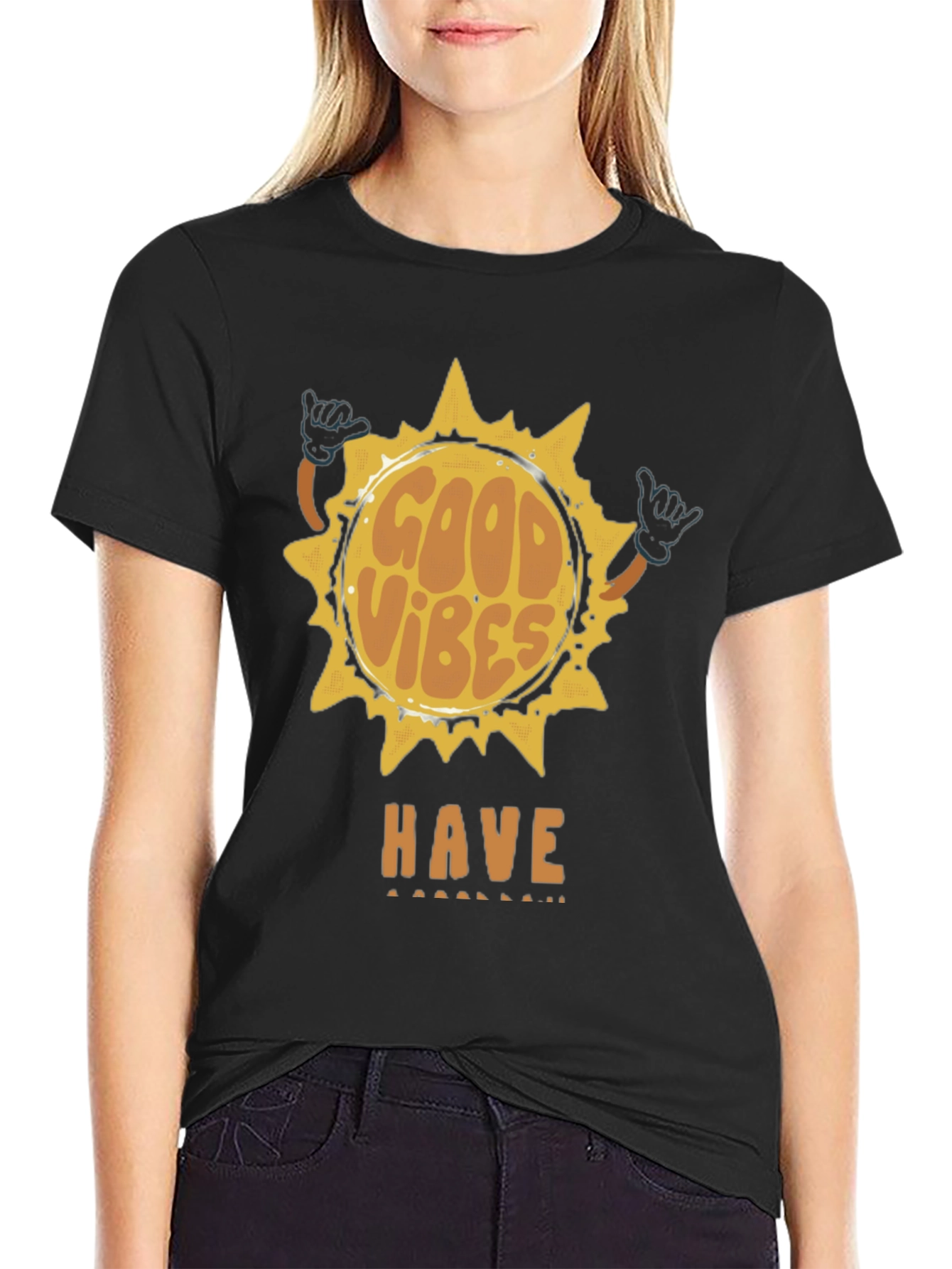 Black Good Vibes Graphic T-Shirt - Black view 2