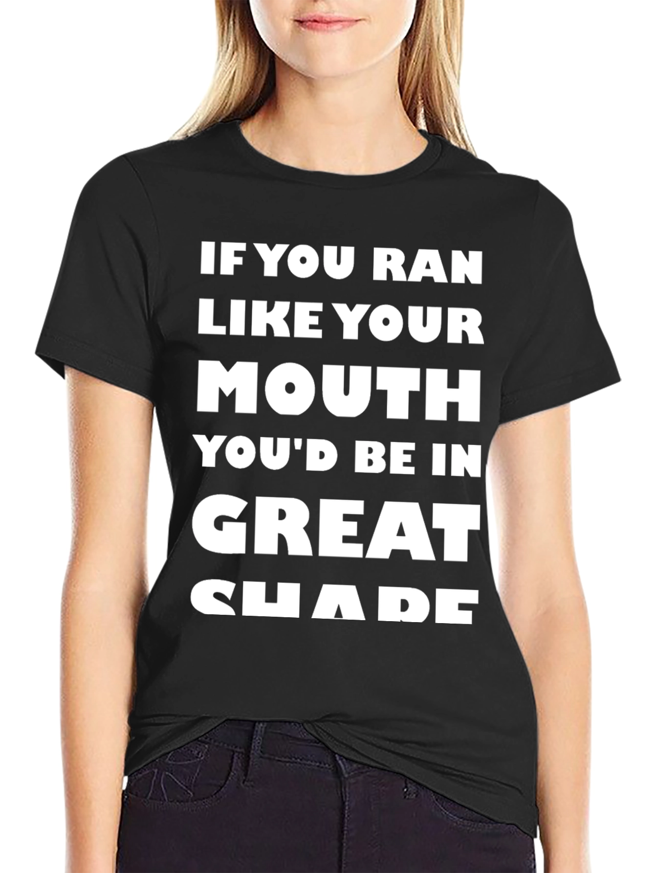 Black Funny Workout Shirt - If You Ran Like Your Mouth view 2