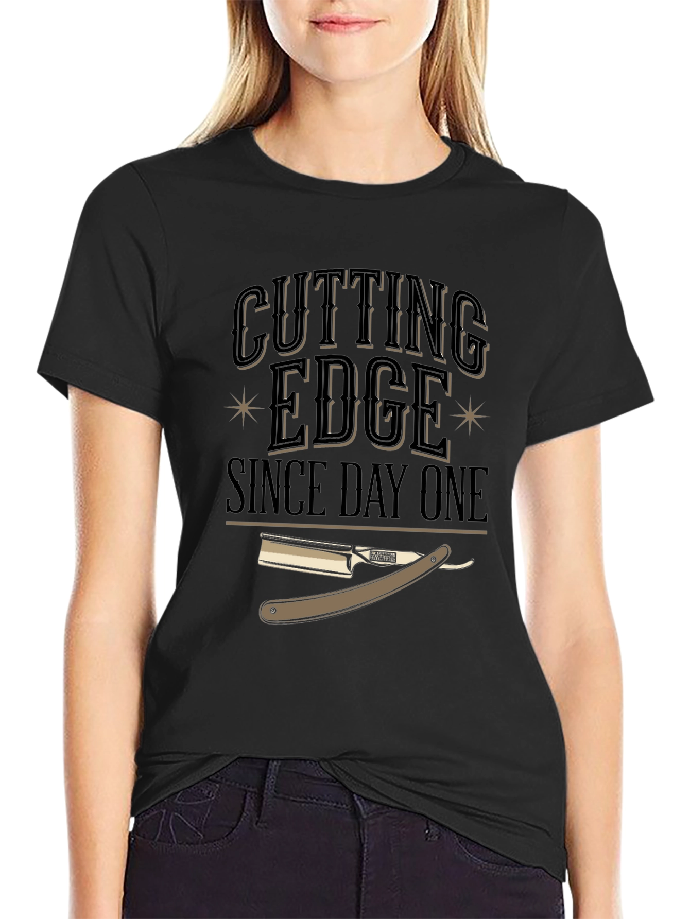 Black Cutting Edge Barber Style Black T-Shirt view 2
