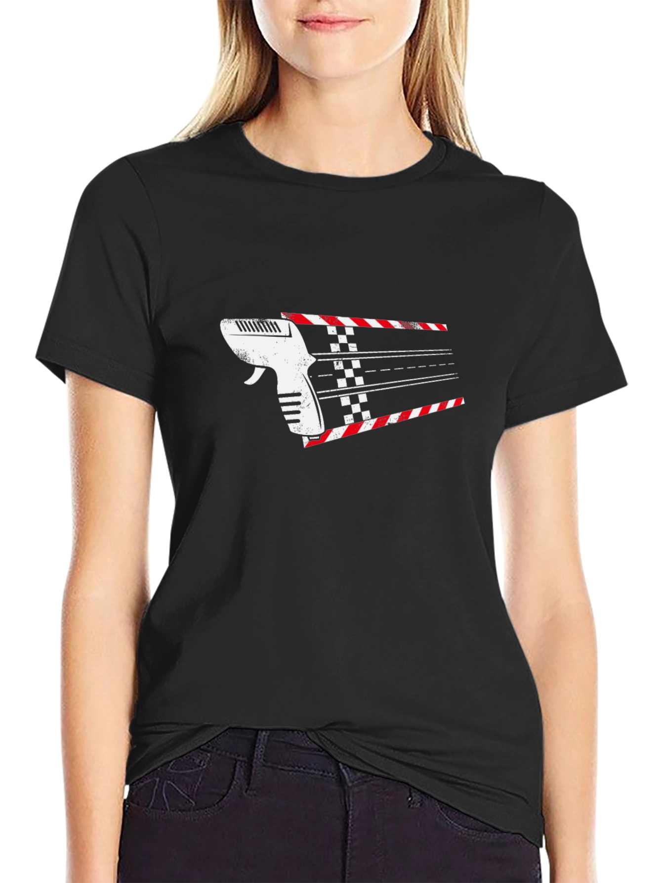 Black Slot Car Race Controller Graphic Tee view 2