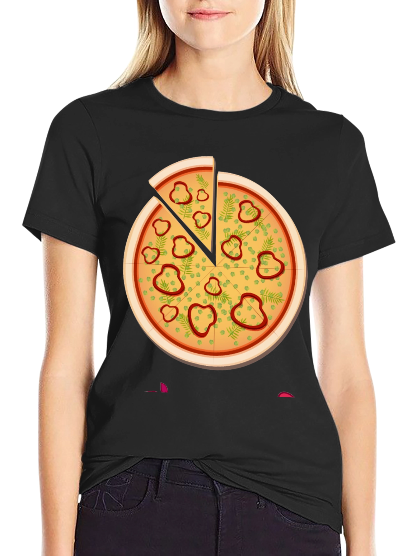 Black Pizza Graphic Tee - Unisex Crew Neck view 2