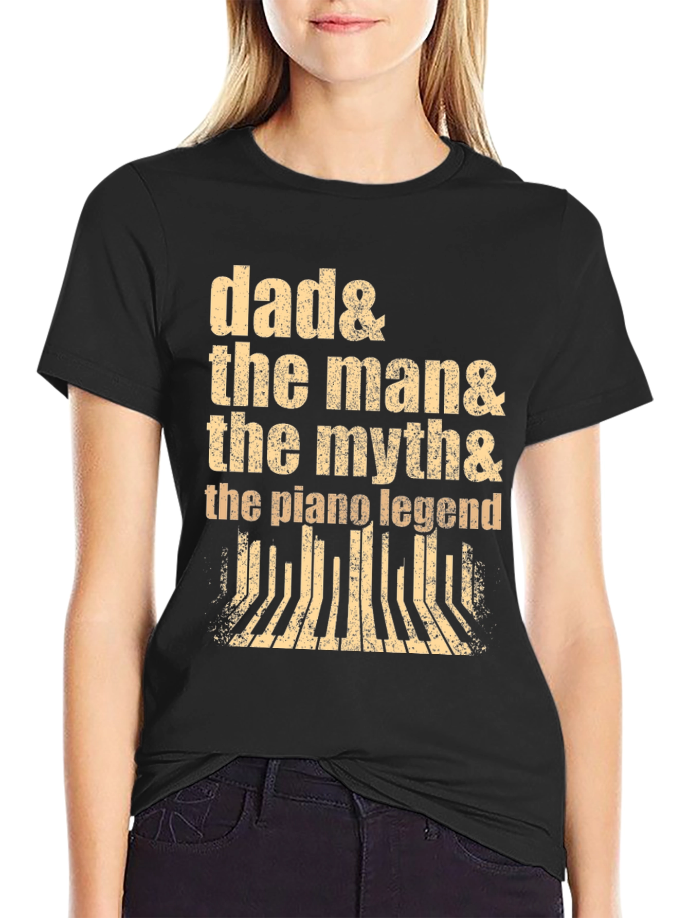 Black Dad Piano Legend Graphic Tee - Musician Gift view 2