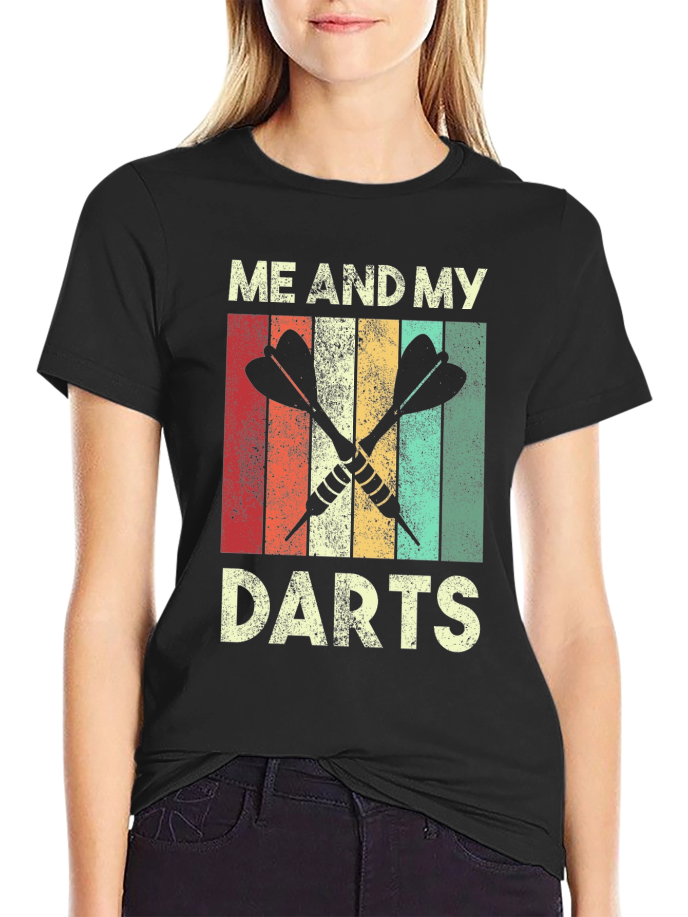 Black Retro "Me And My Darts" Graphic Tee view 2