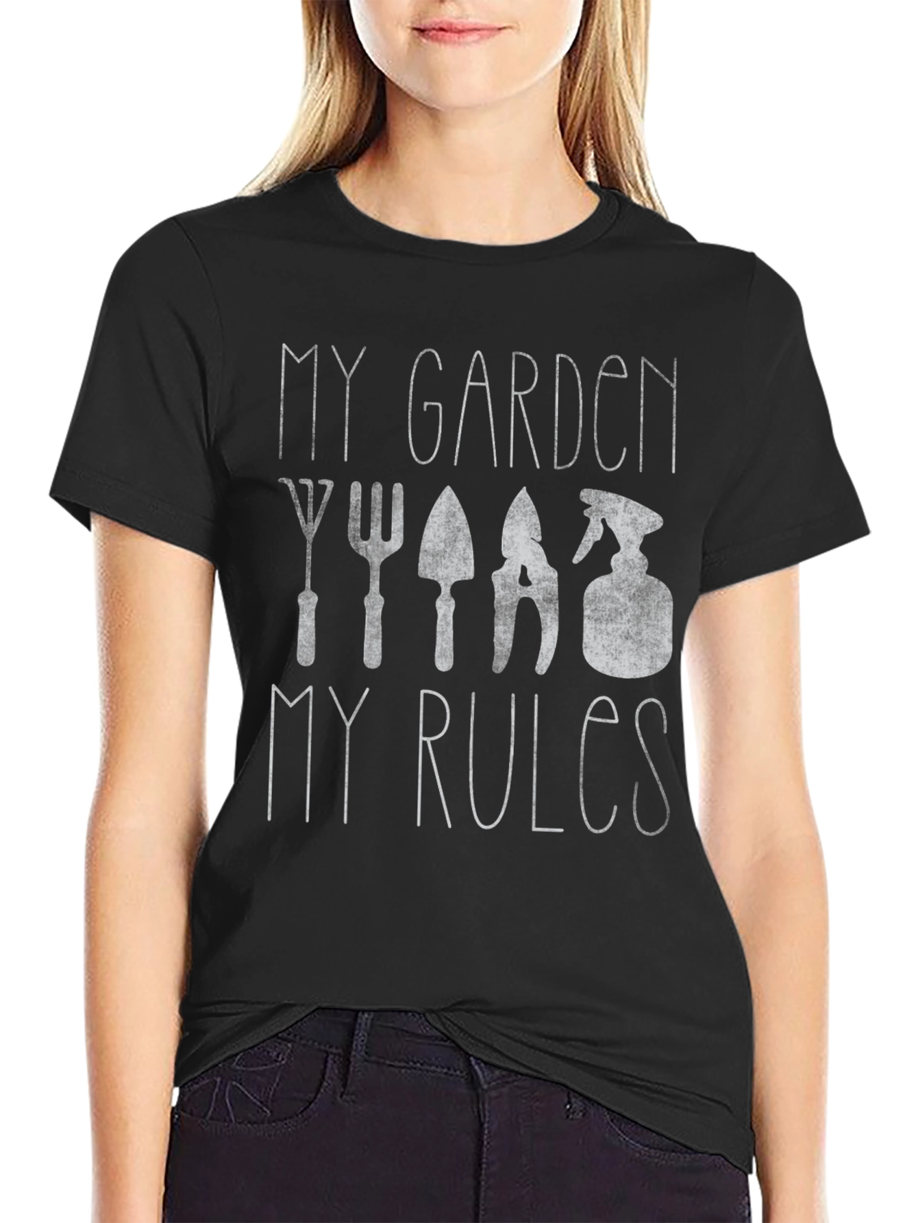 Black My Garden My Rules T-Shirt - Gardening Apparel view 2