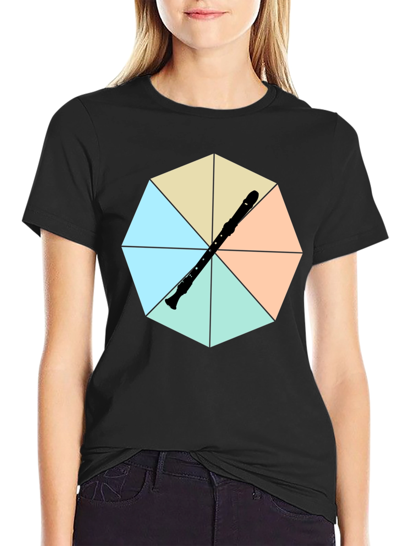 Black Recorders Hexagon T-Shirt view 2
