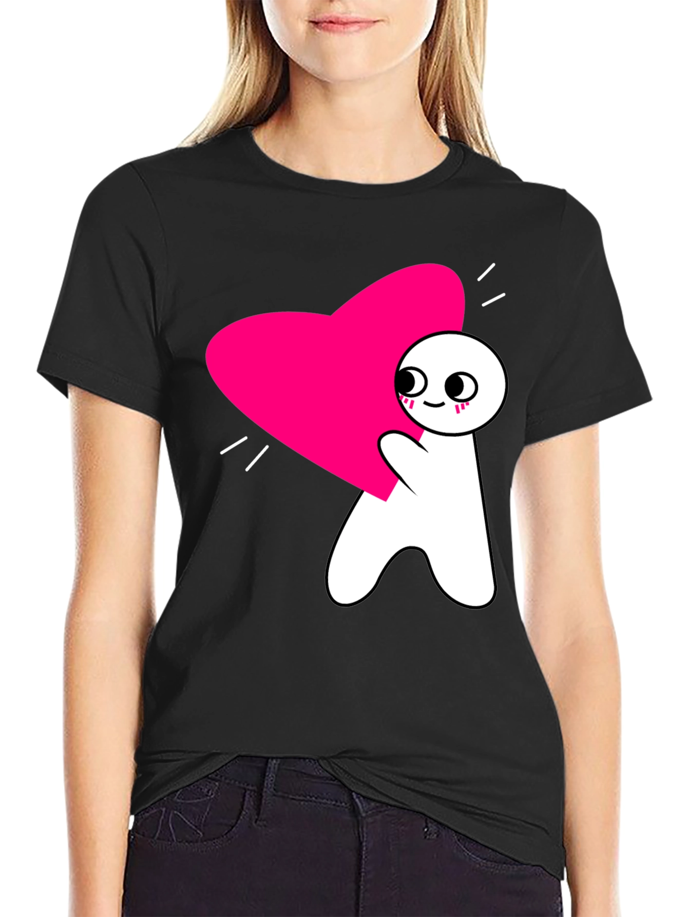 Black Heart Hug T-Shirt - Graphic Tee view 2