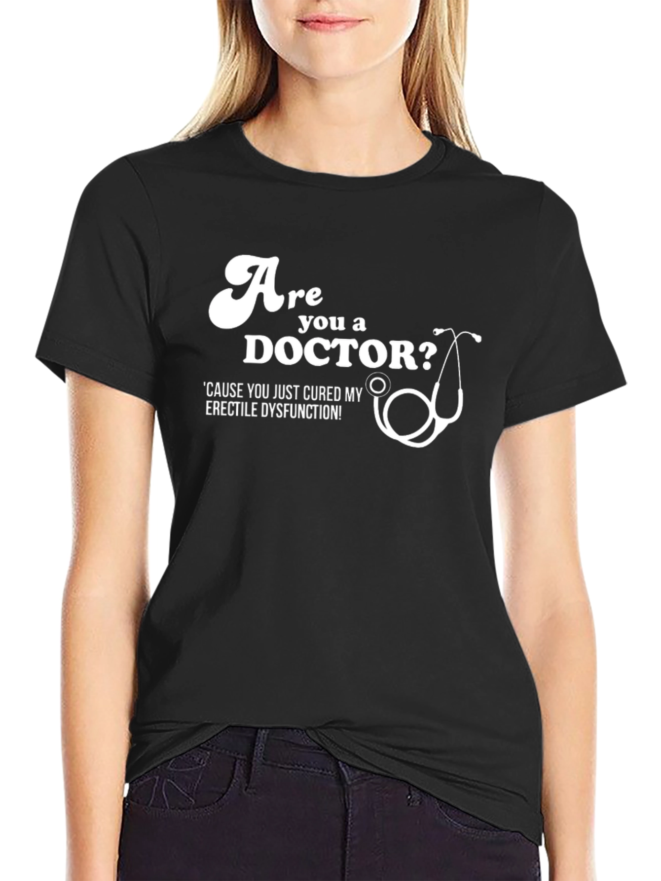Black Are You a Doctor? Novelty Graphic Tee view 2