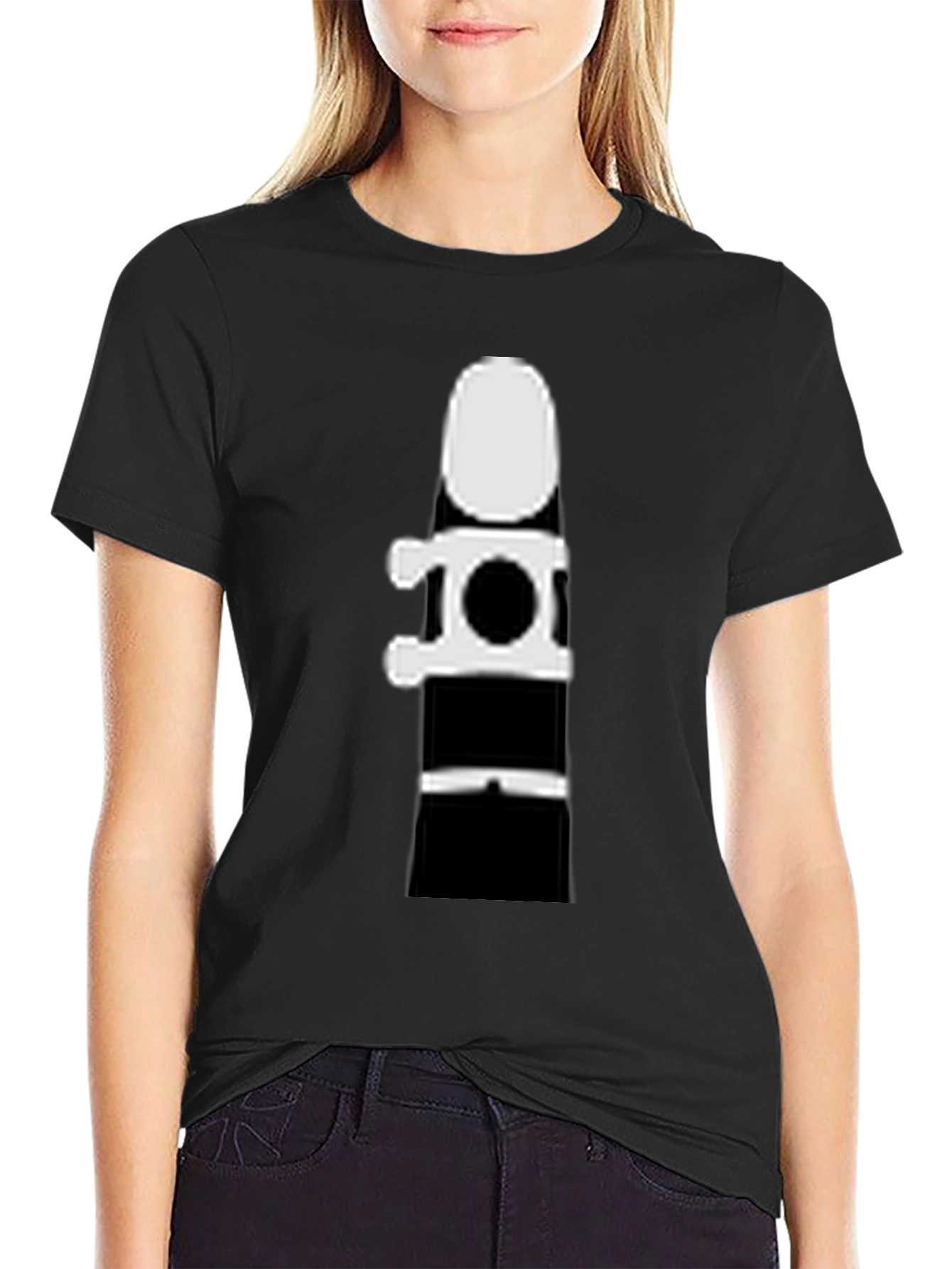 Black Clarinet Silhouette Graphic Tee - Black Cotton T-Shirt view 2