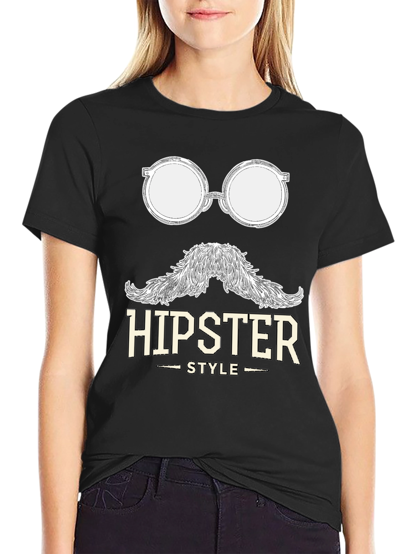 Black Hipster Style Graphic T-Shirt - Cool & Casual view 2