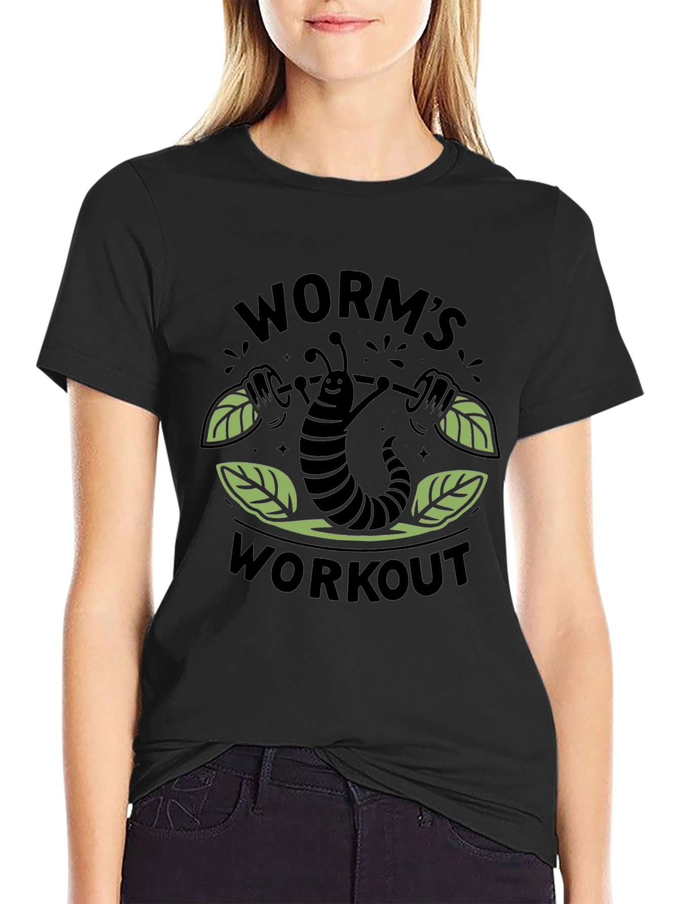 Black Worm's Workout T-Shirt - Black Cotton Tee view 2