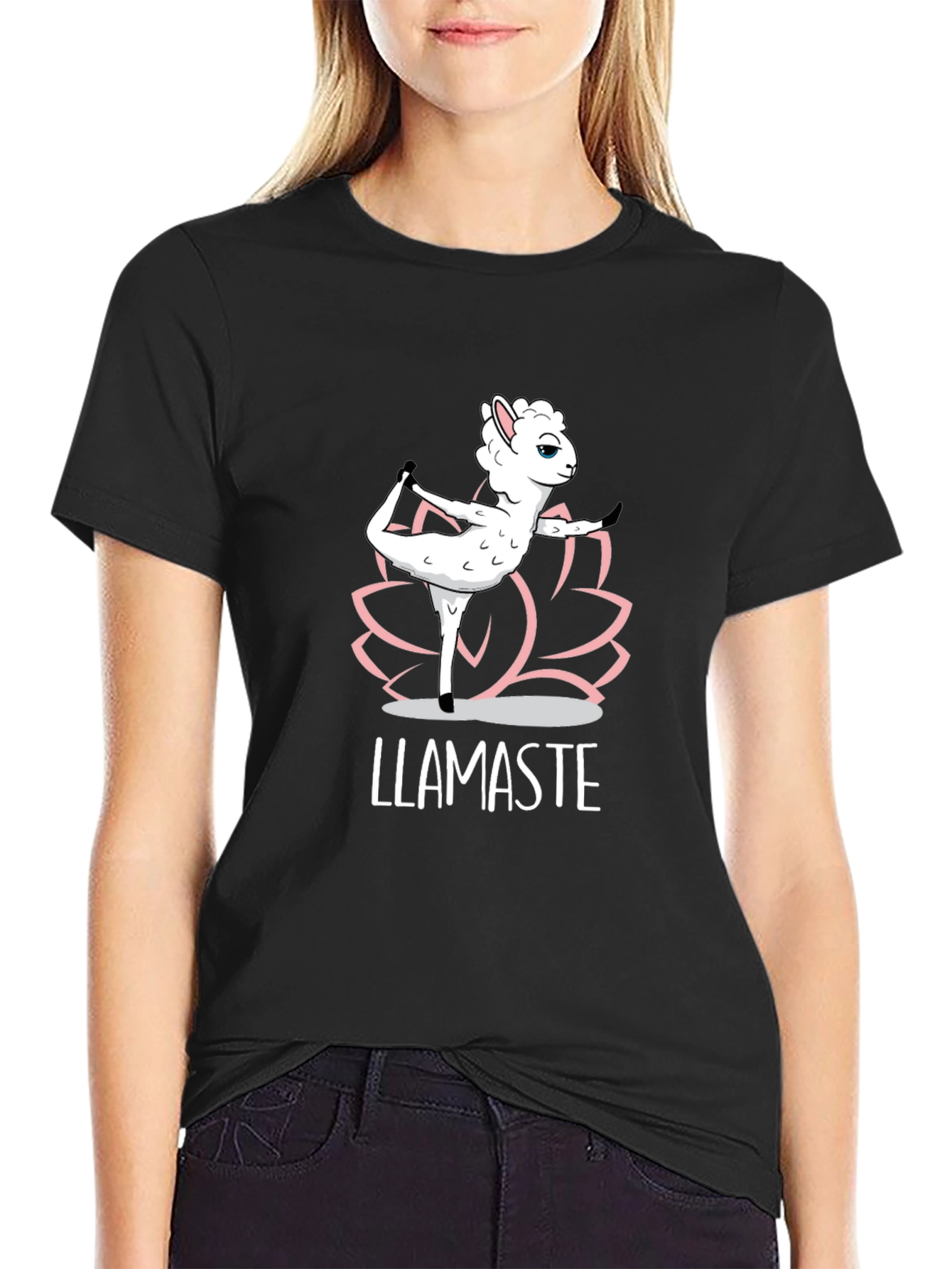 Black Llamaste Yoga T-Shirt view 2