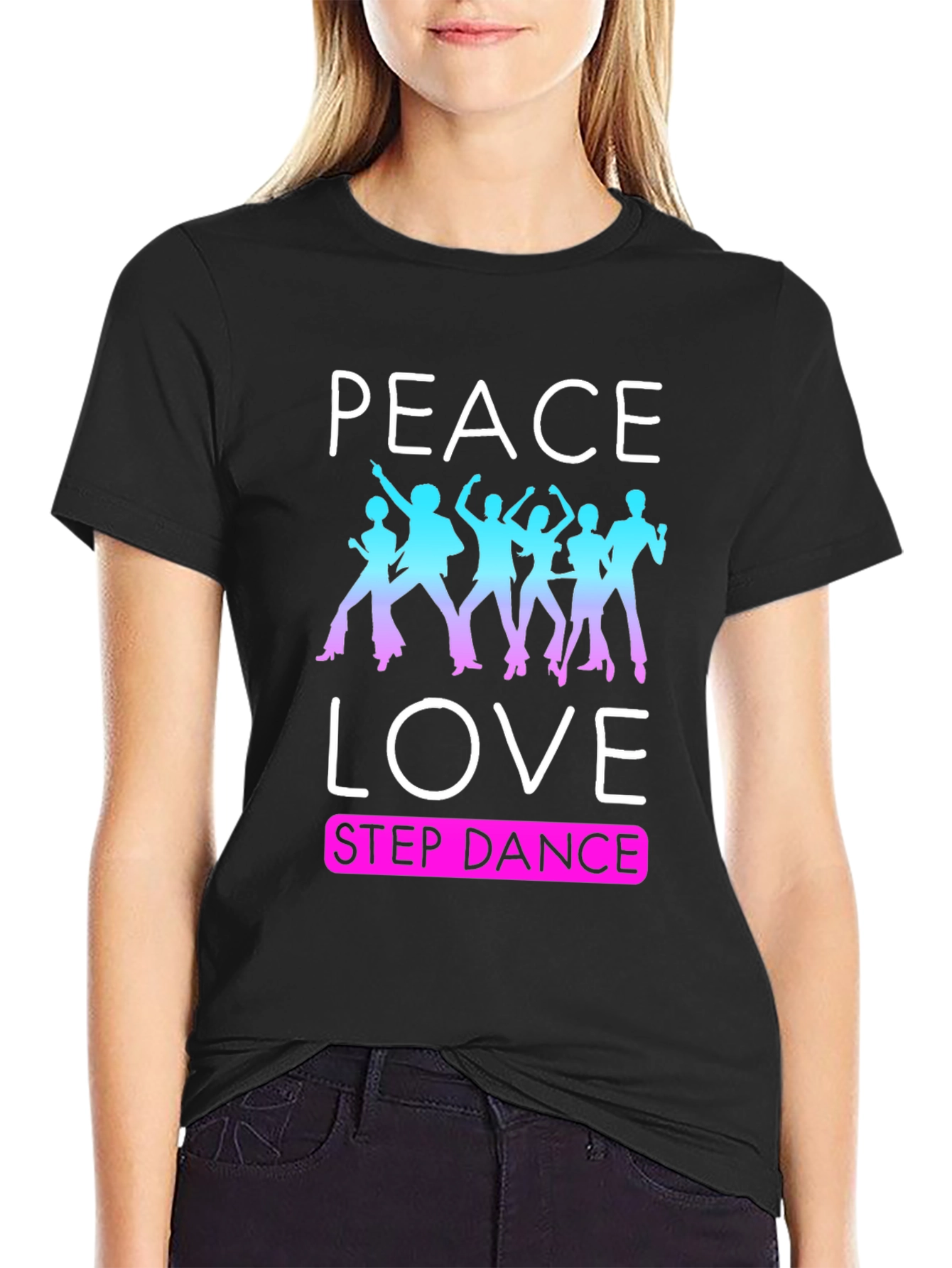 Black Peace Love Step Dance T-Shirt view 2
