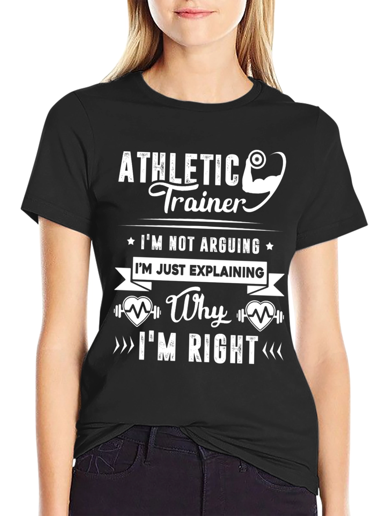 Black Athletic Trainer T-Shirt - Explaining is Not Arguing view 2