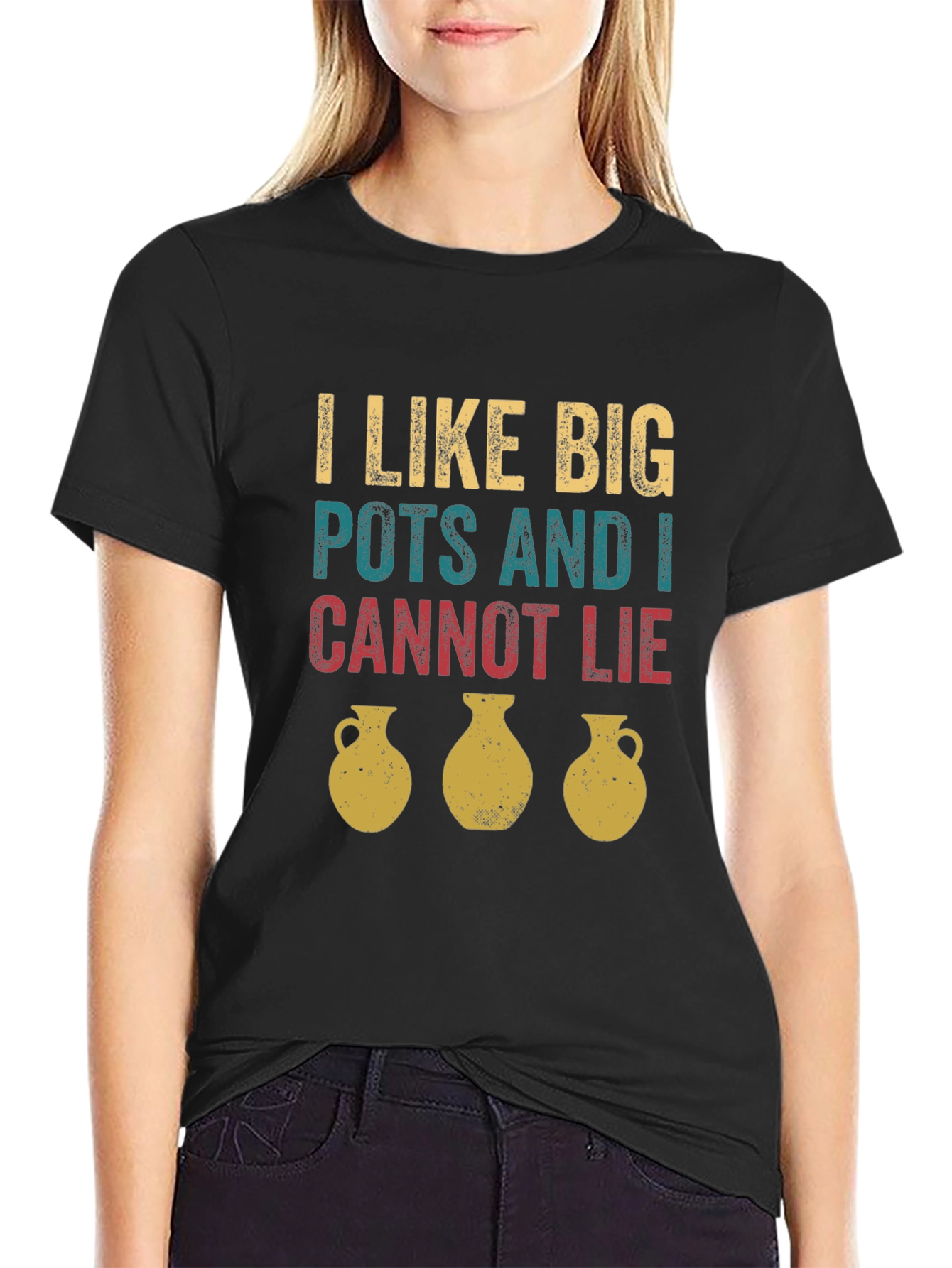 Black I Like Big Pots T-Shirt - Funny Pottery Tee view 2