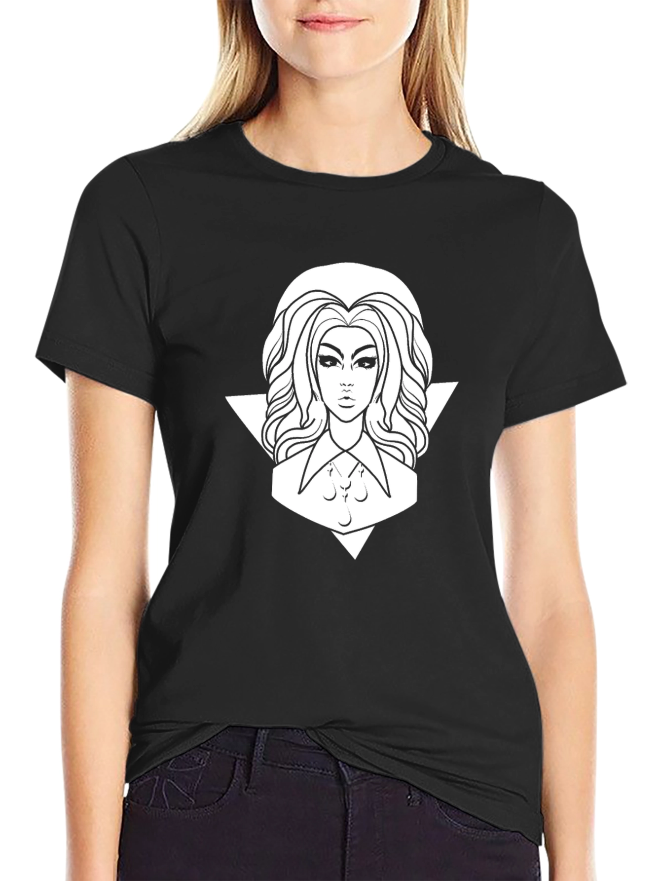 Black Mystic Woman Graphic T-Shirt - Black Cotton Tee view 2