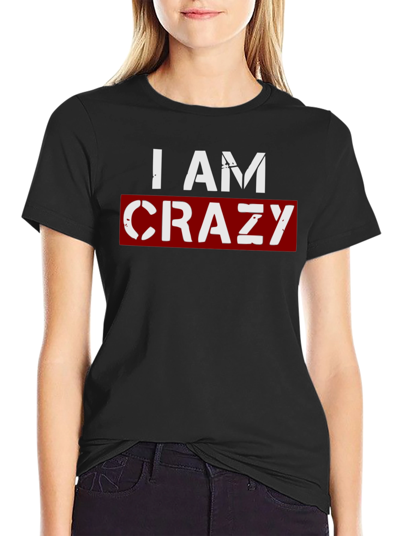 Black I AM CRAZY Graphic T-Shirt - Black view 2