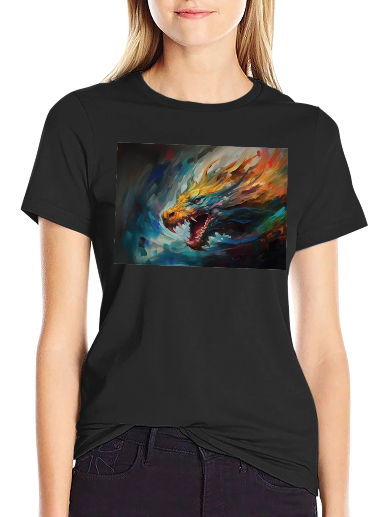 Black Dragon Graphic Tee - Men's Black Short Sleeve T-Shirt view 2