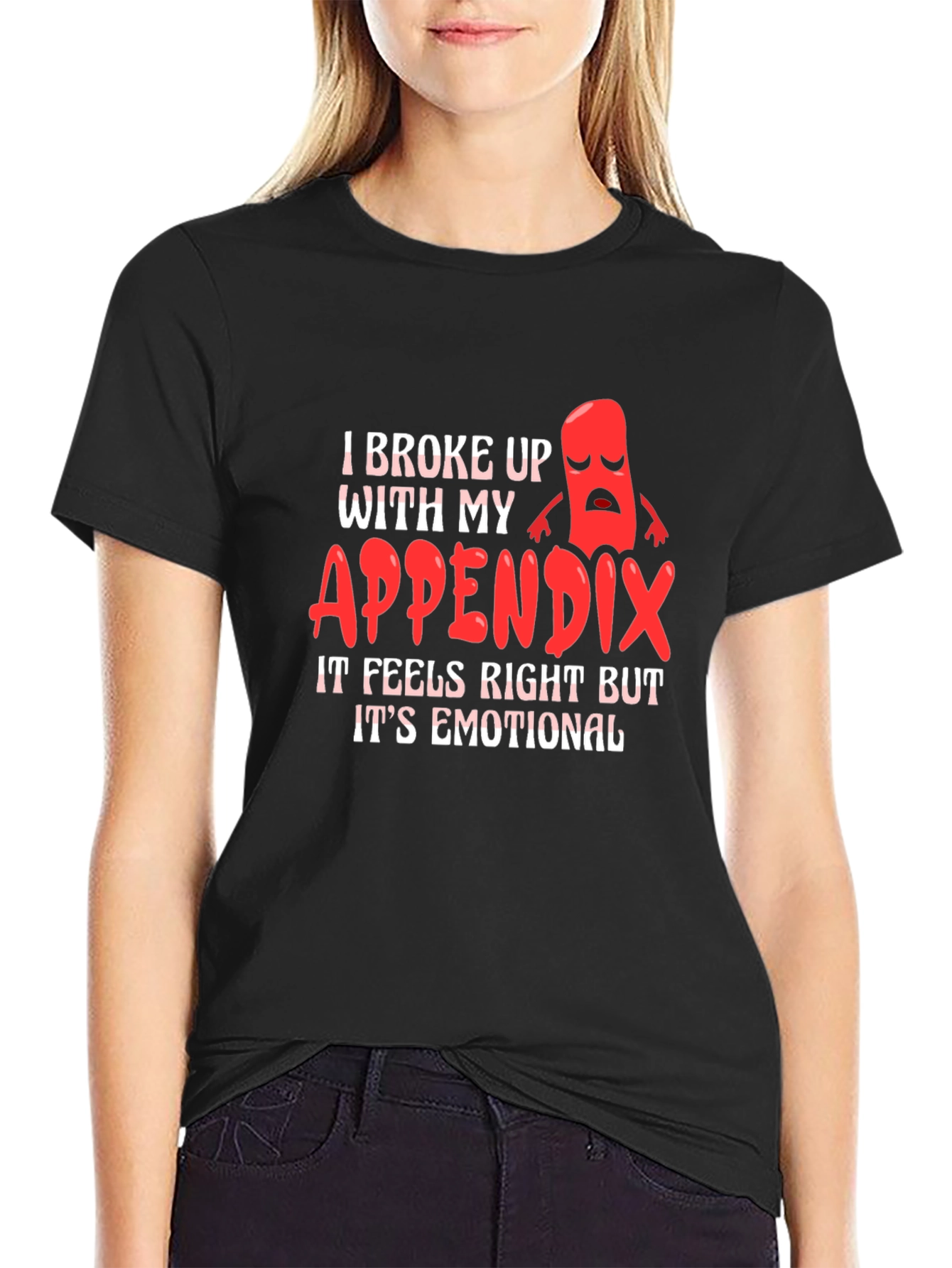 Black Funny Appendectomy T-Shirt - I Broke Up With My Appendix view 2