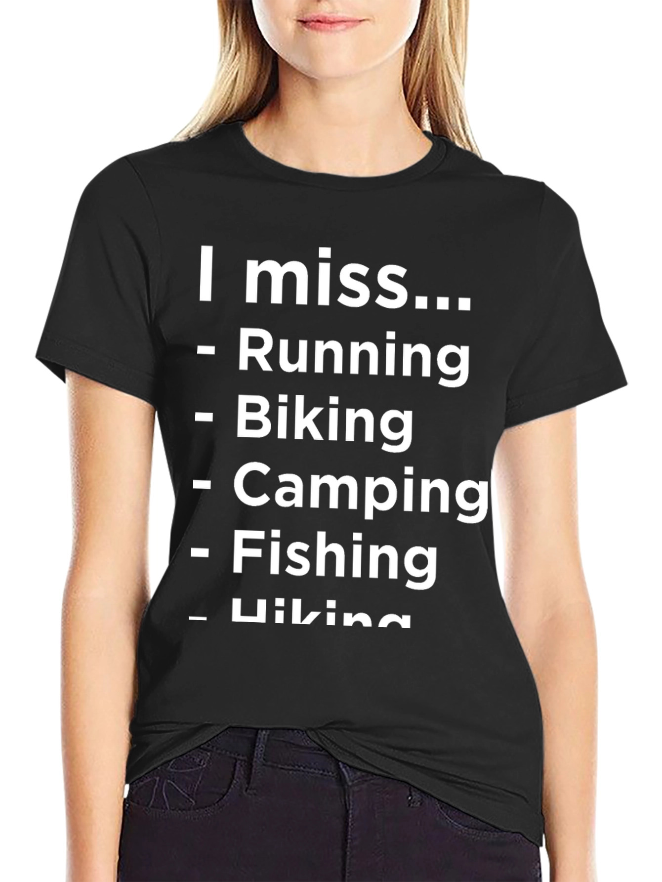 Black I Miss Running Biking Camping Fishing Hiking T-Shirt view 2