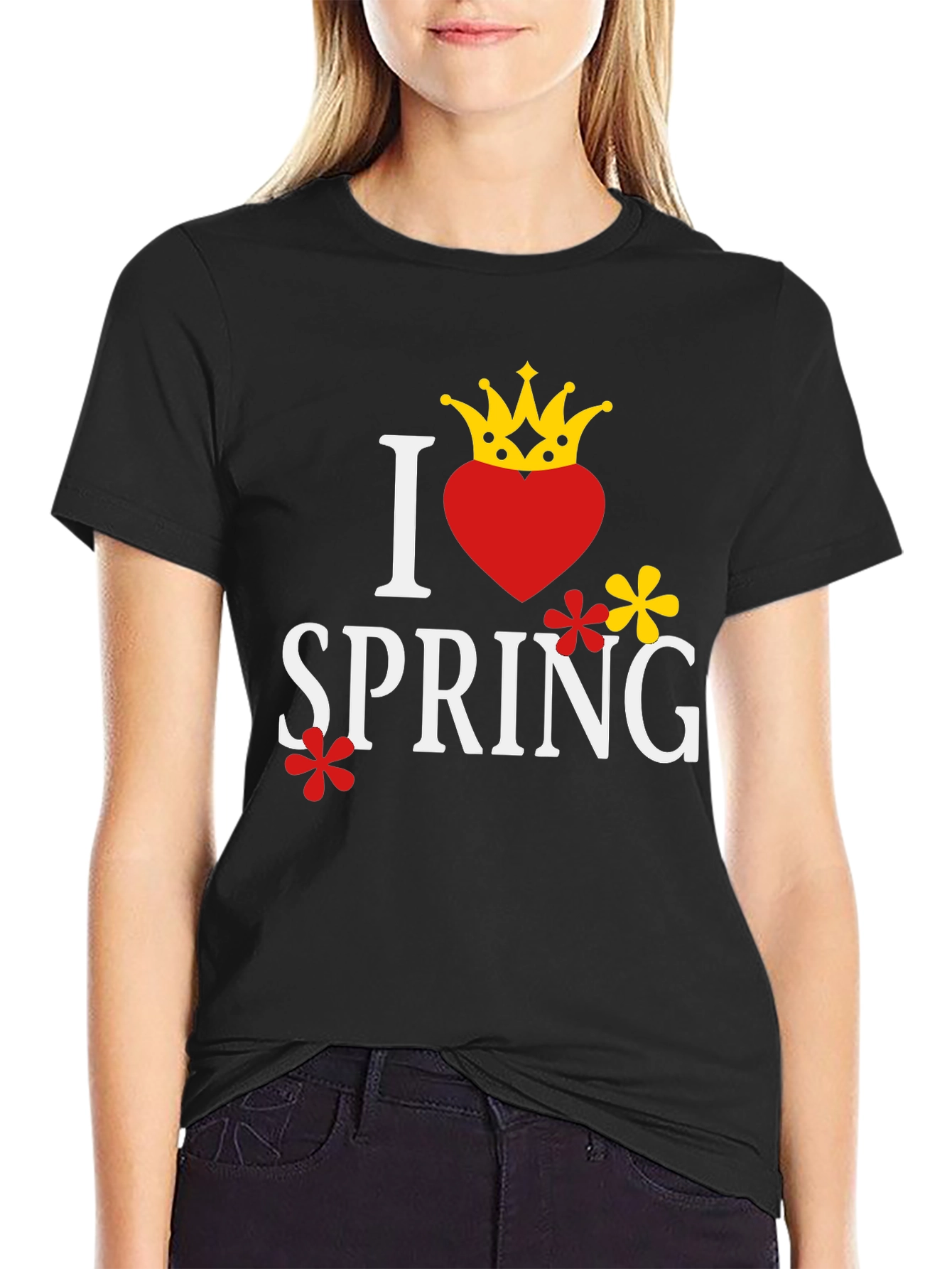 Black I Heart Spring Graphic Tee - Stylish Unisex T-Shirt view 2