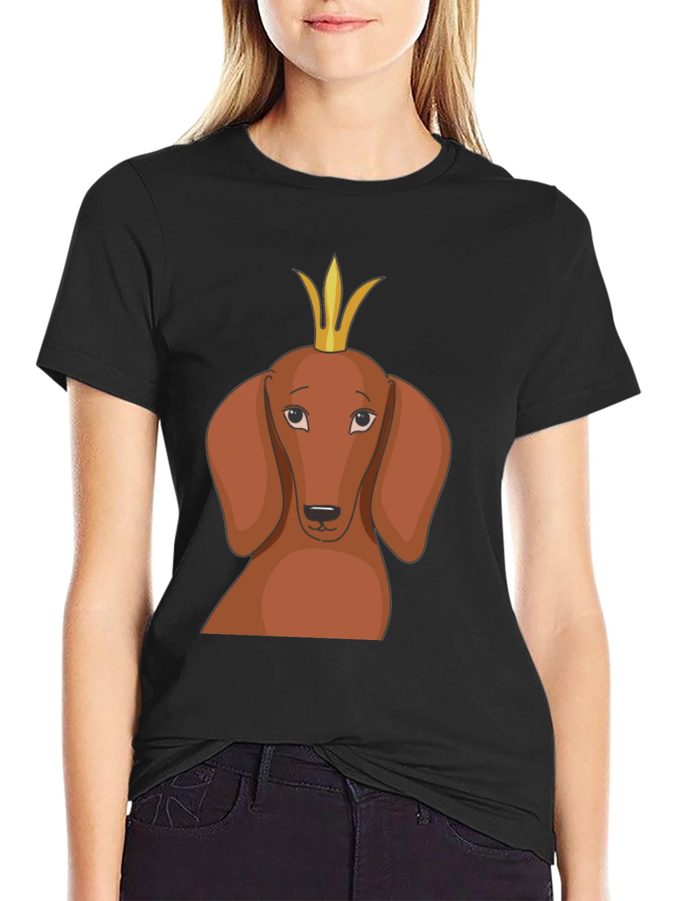 Black Dachshund King Graphic Tee - Black view 2